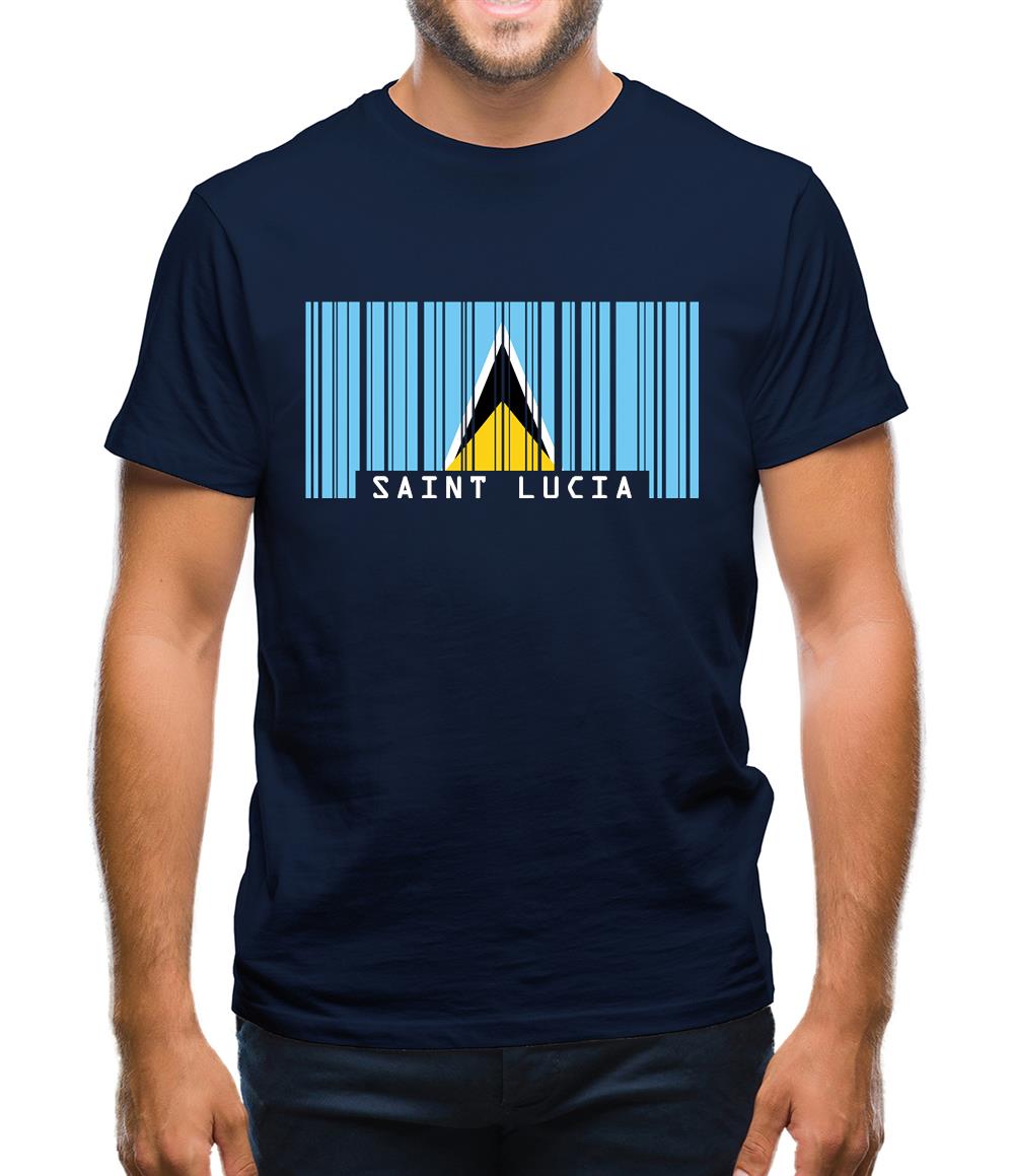 Saint Lucia  Barcode Style Flag Mens T-Shirt Saint Lucia  Barcode Style Flag Mens T-Shirt