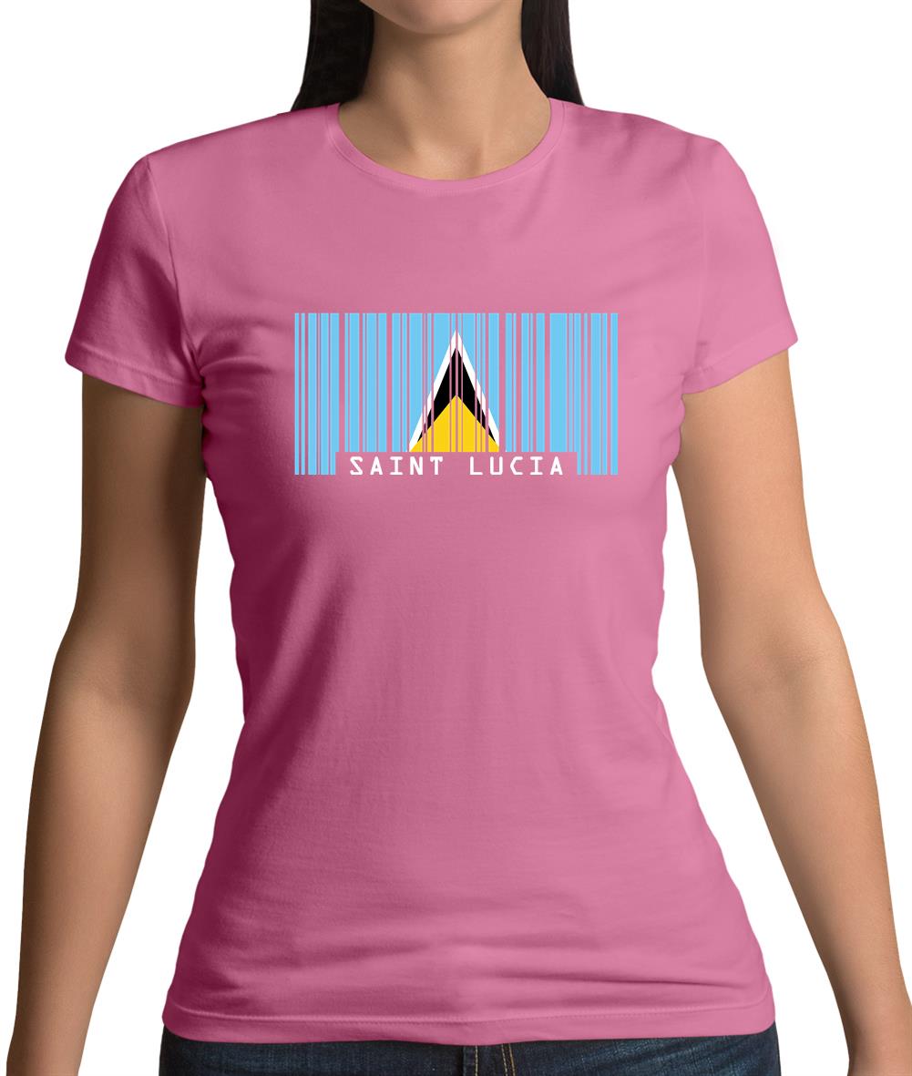 Saint Lucia  Barcode Style Flag Womens T-Shirt Saint Lucia  Barcode Style Flag Womens T-Shirt