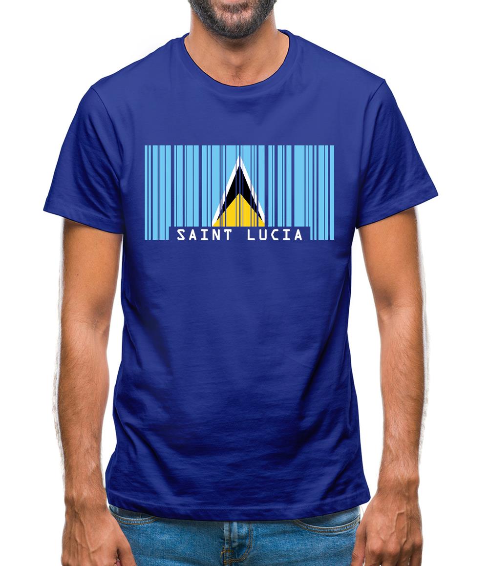 Saint Lucia  Barcode Style Flag Mens T-Shirt Saint Lucia  Barcode Style Flag Mens T-Shirt