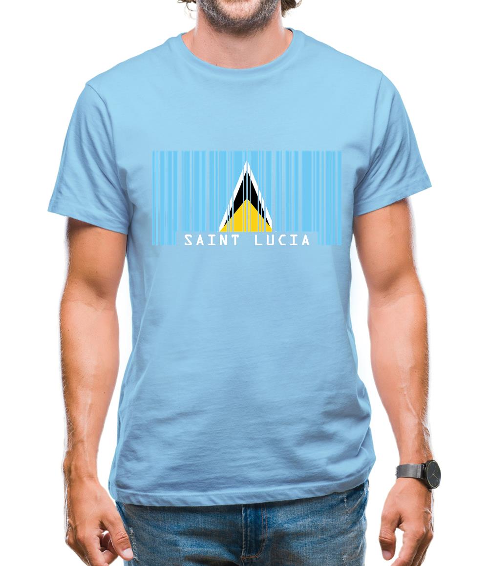 Saint Lucia  Barcode Style Flag Mens T-Shirt Saint Lucia  Barcode Style Flag Mens T-Shirt