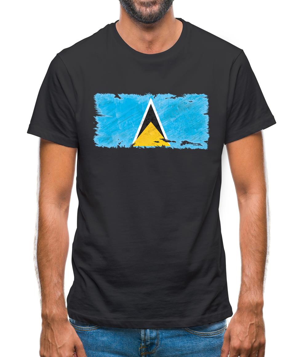 Saint Lucia Grunge Style Flag Mens T-Shirt Saint Lucia Grunge Style Flag Mens T-Shirt