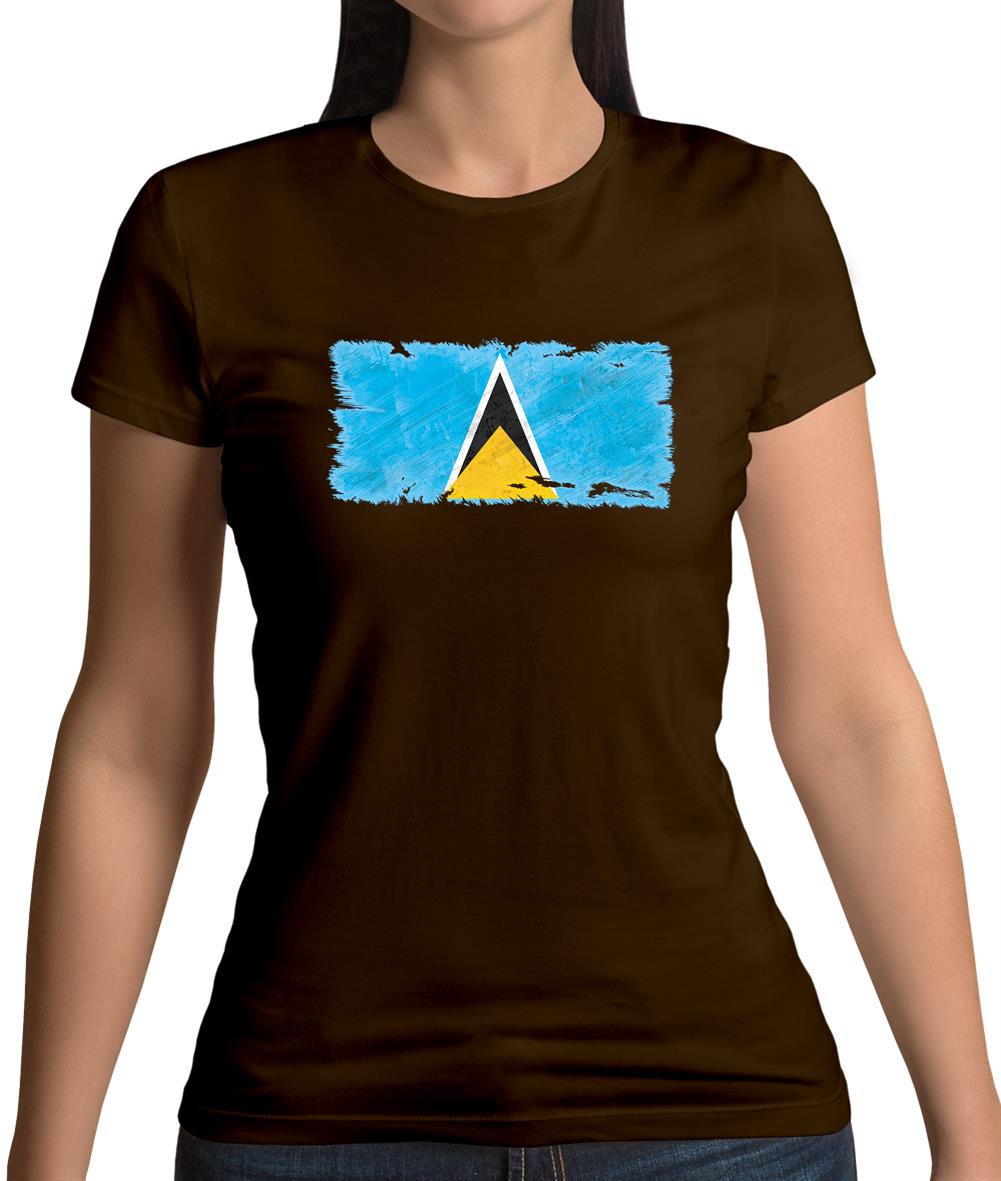 Saint Lucia Grunge Style Flag Womens T-Shirt Saint Lucia Grunge Style Flag Womens T-Shirt