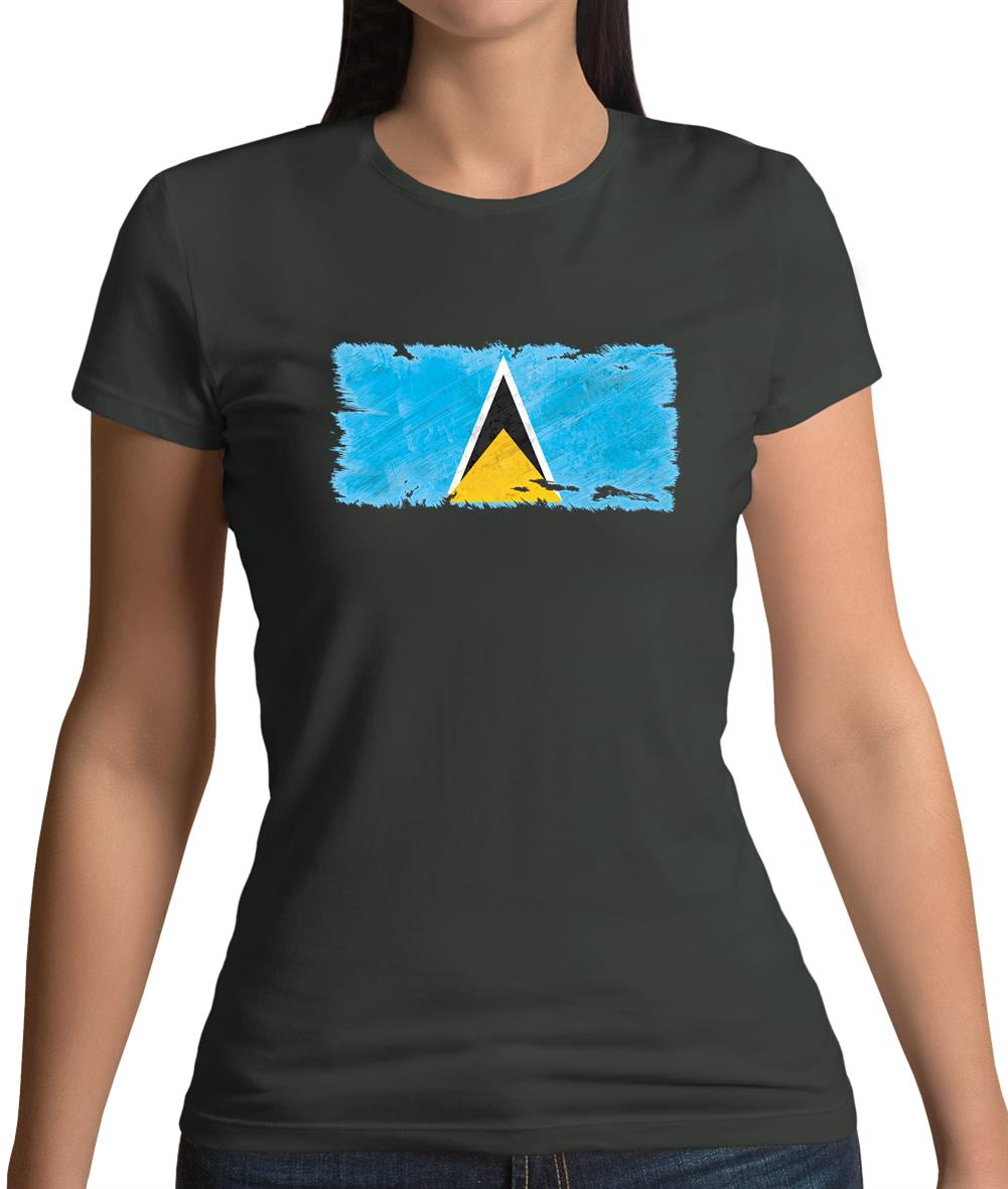 Saint Lucia Grunge Style Flag Womens T-Shirt Saint Lucia Grunge Style Flag Womens T-Shirt