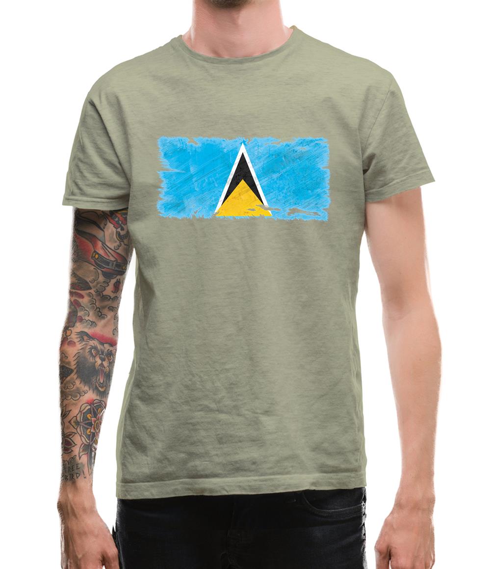 Saint Lucia Grunge Style Flag Mens T-Shirt Saint Lucia Grunge Style Flag Mens T-Shirt