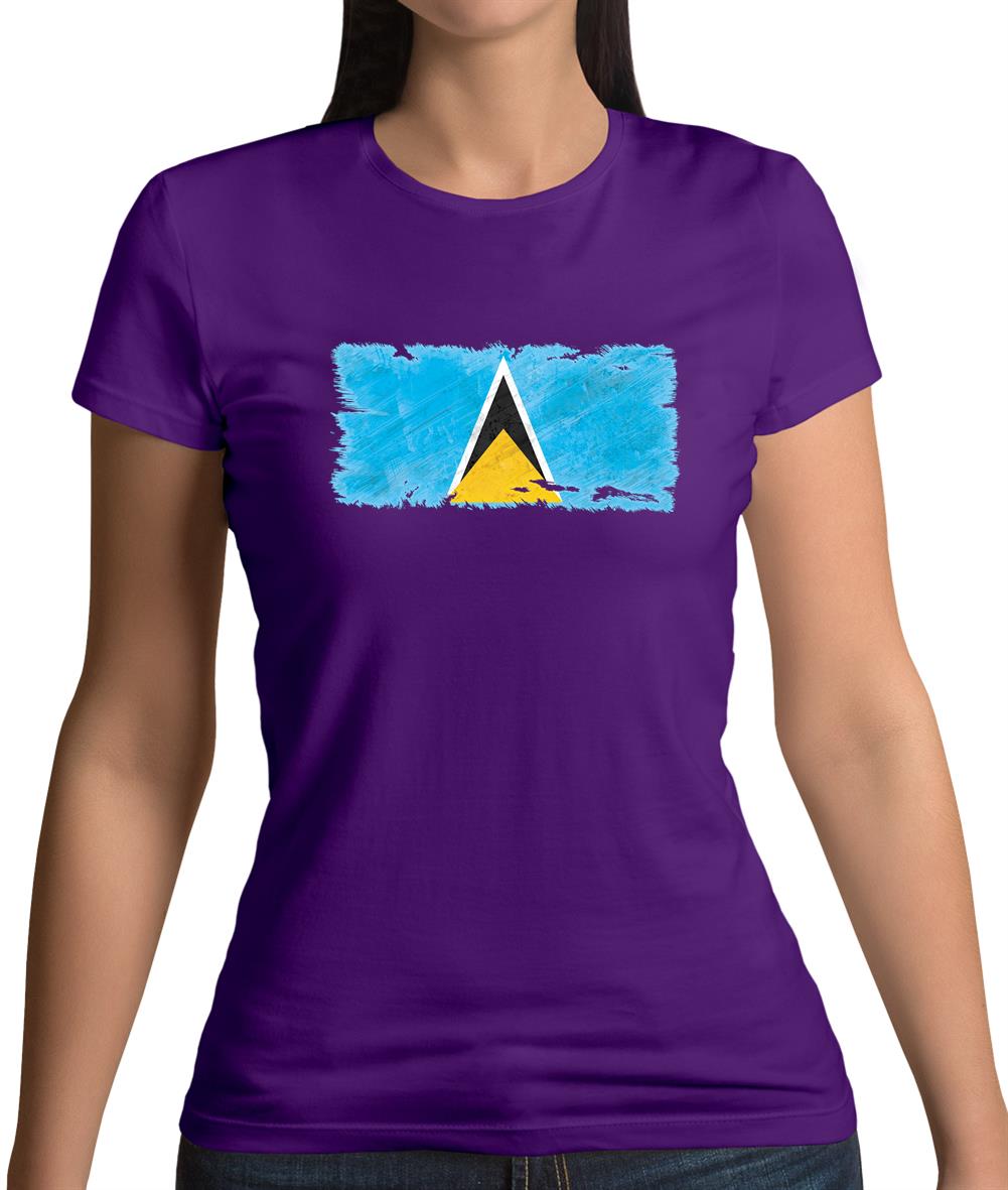Saint Lucia Grunge Style Flag Womens T-Shirt Saint Lucia Grunge Style Flag Womens T-Shirt