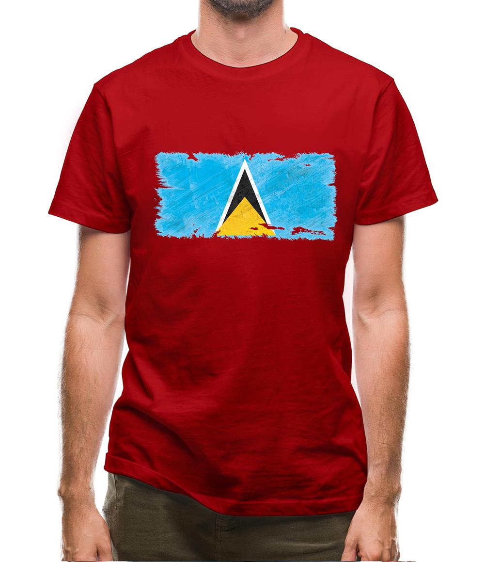 Saint Lucia Grunge Style Flag Mens T-Shirt Saint Lucia Grunge Style Flag Mens T-Shirt