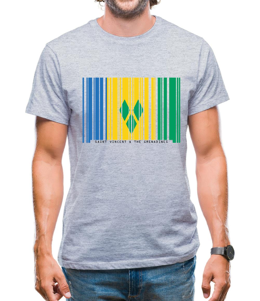 Saint Vincent And The Grenadines Barcode Style Flag Mens T-Shirt Saint Vincent And The Grenadines Barcode Style Flag Mens T-Shirt