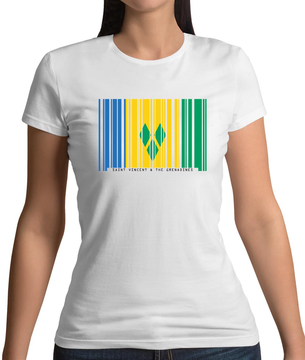 Saint Vincent And The Grenadines Barcode Style Flag Womens T-Shirt Saint Vincent And The Grenadines Barcode Style Flag Womens T-Shirt