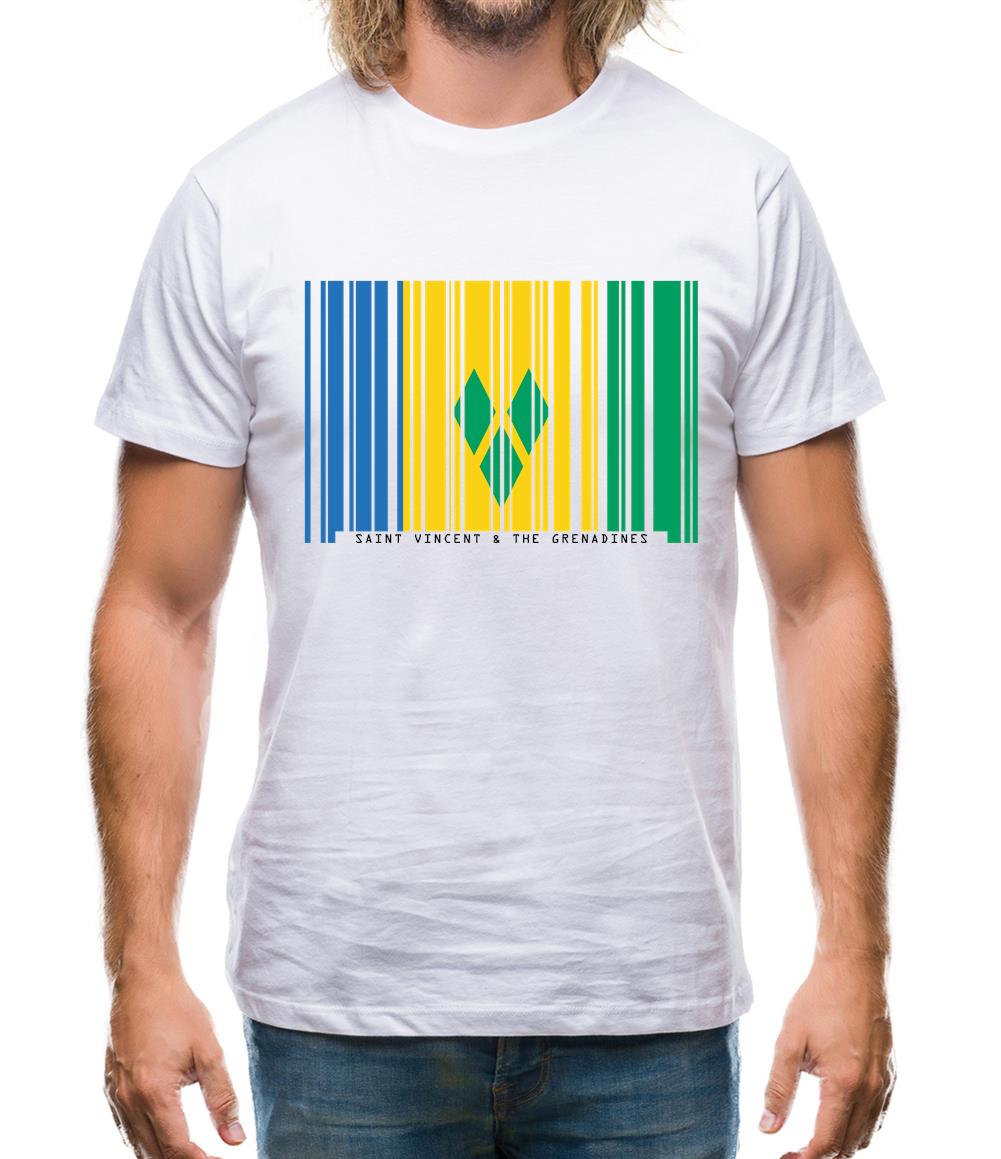 Saint Vincent And The Grenadines Barcode Style Flag Mens T-Shirt Saint Vincent And The Grenadines Barcode Style Flag Mens T-Shirt