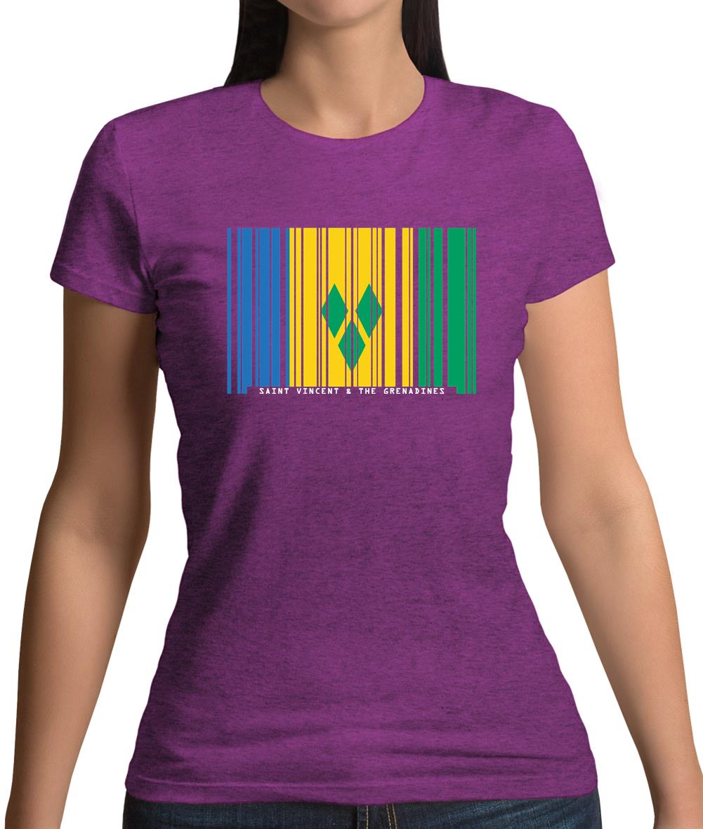 Saint Vincent And The Grenadines Barcode Style Flag Womens T-Shirt Saint Vincent And The Grenadines Barcode Style Flag Womens T-Shirt