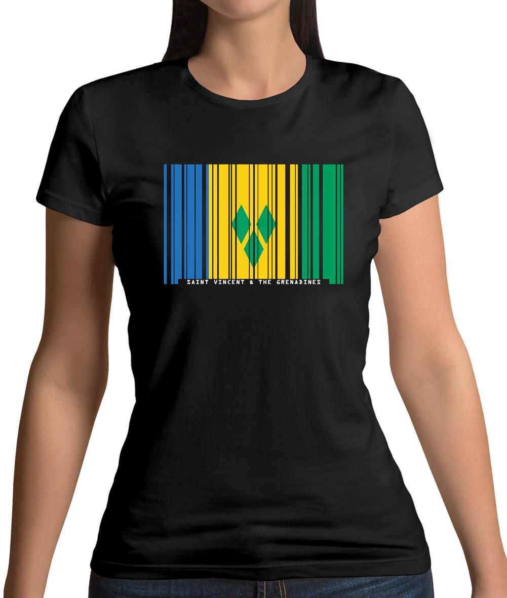Saint Vincent And The Grenadines Barcode Style Flag Womens T-Shirt Saint Vincent And The Grenadines Barcode Style Flag Womens T-Shirt