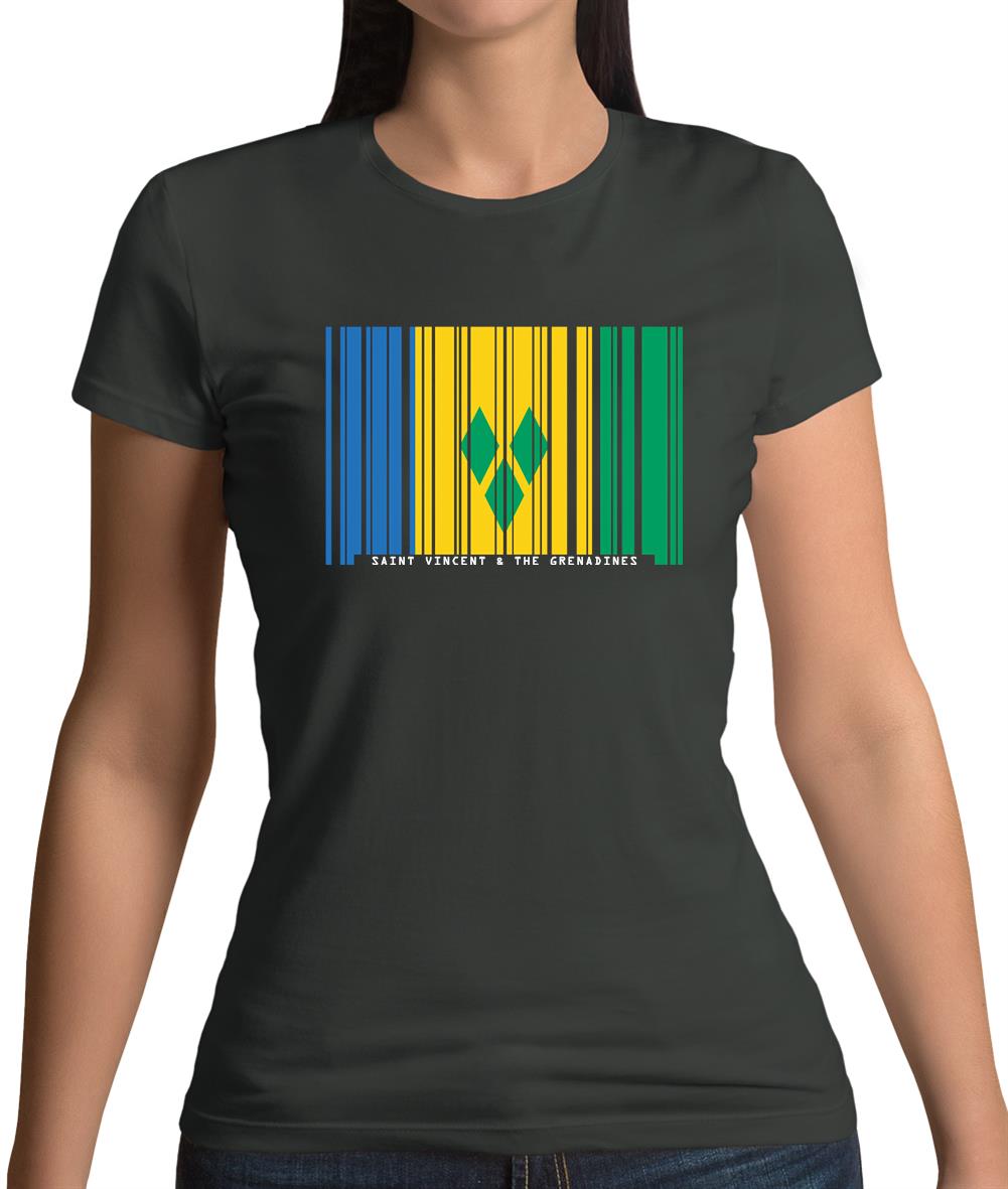 Saint Vincent And The Grenadines Barcode Style Flag Womens T-Shirt Saint Vincent And The Grenadines Barcode Style Flag Womens T-Shirt