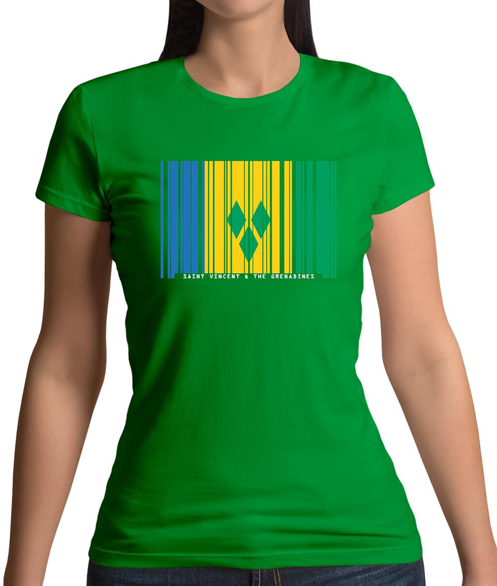 Saint Vincent And The Grenadines Barcode Style Flag Womens T-Shirt Saint Vincent And The Grenadines Barcode Style Flag Womens T-Shirt