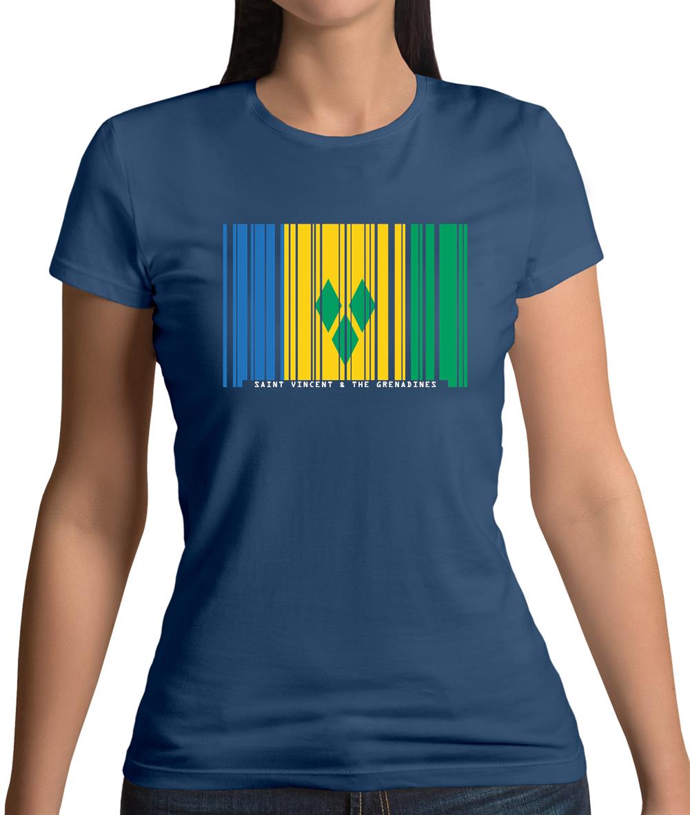 Saint Vincent And The Grenadines Barcode Style Flag Womens T-Shirt Saint Vincent And The Grenadines Barcode Style Flag Womens T-Shirt