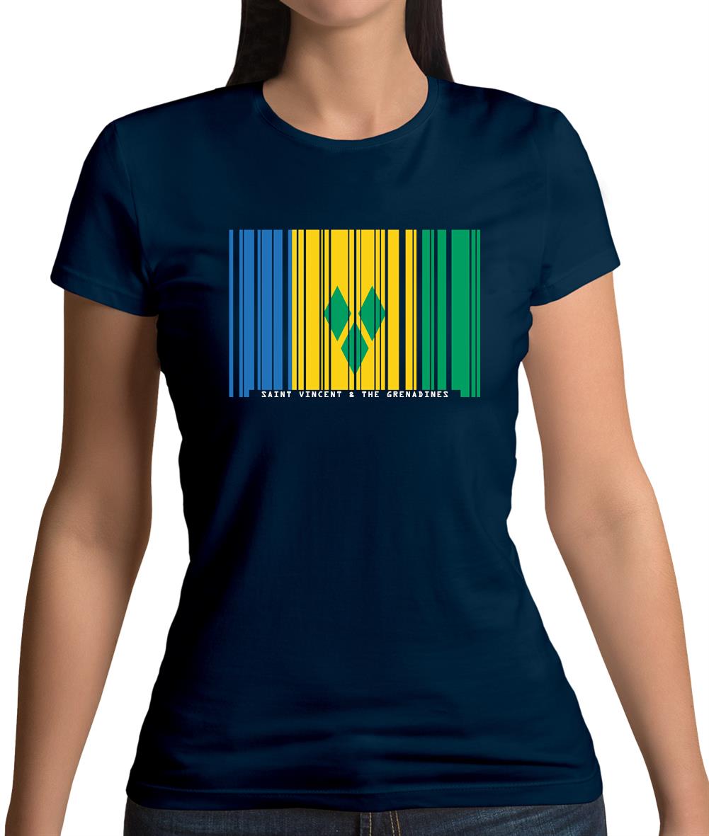 Saint Vincent And The Grenadines Barcode Style Flag Womens T-Shirt Saint Vincent And The Grenadines Barcode Style Flag Womens T-Shirt