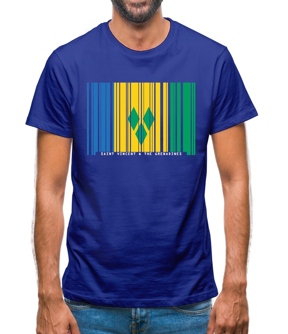Saint Vincent And The Grenadines Barcode Style Flag Mens T-Shirt Saint Vincent And The Grenadines Barcode Style Flag Mens T-Shirt
