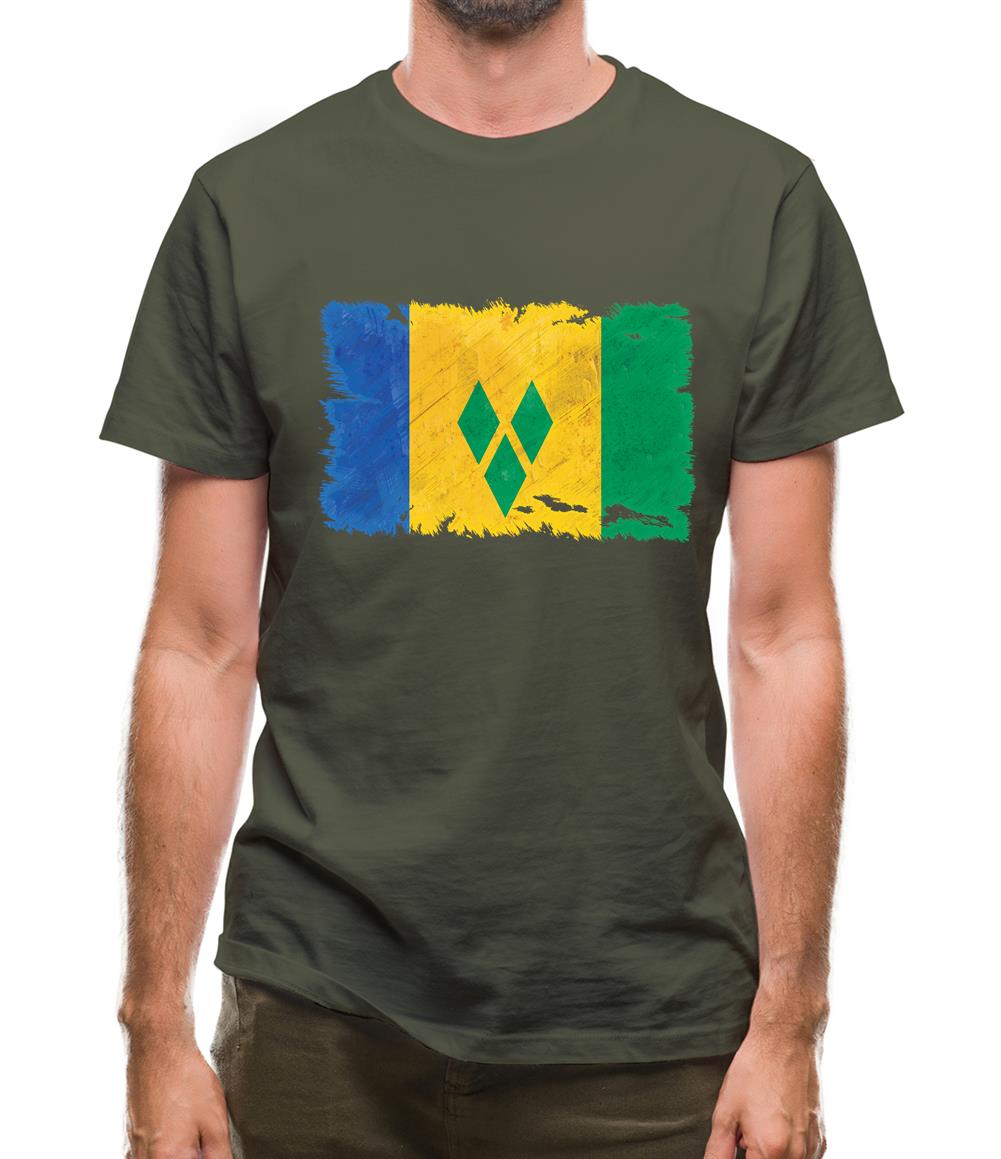 Saint Vincent And The Grenadines Grunge Style Flag Mens T-Shirt Saint Vincent And The Grenadines Grunge Style Flag Mens T-Shirt