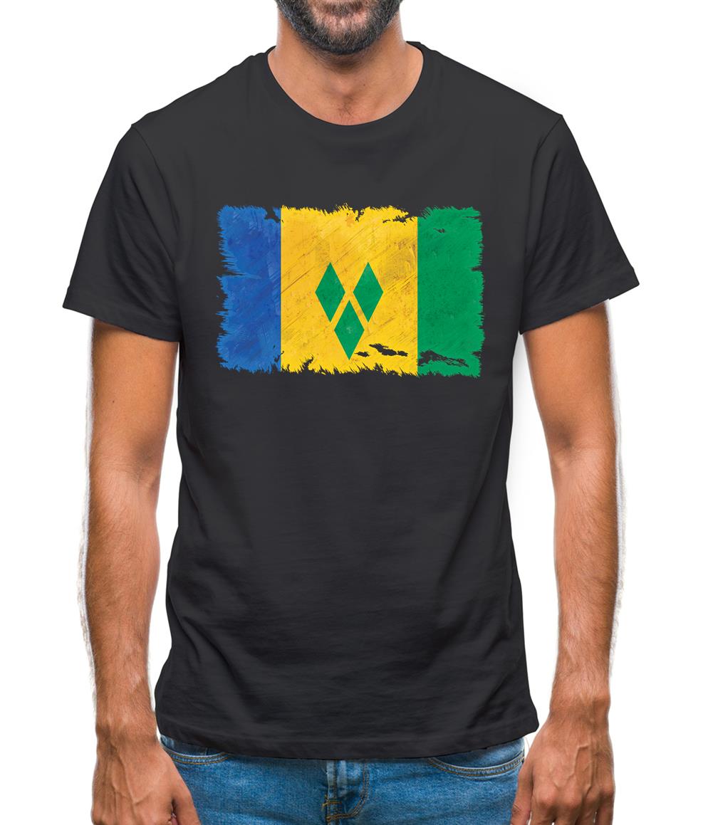 Saint Vincent And The Grenadines Grunge Style Flag Mens T-Shirt Saint Vincent And The Grenadines Grunge Style Flag Mens T-Shirt