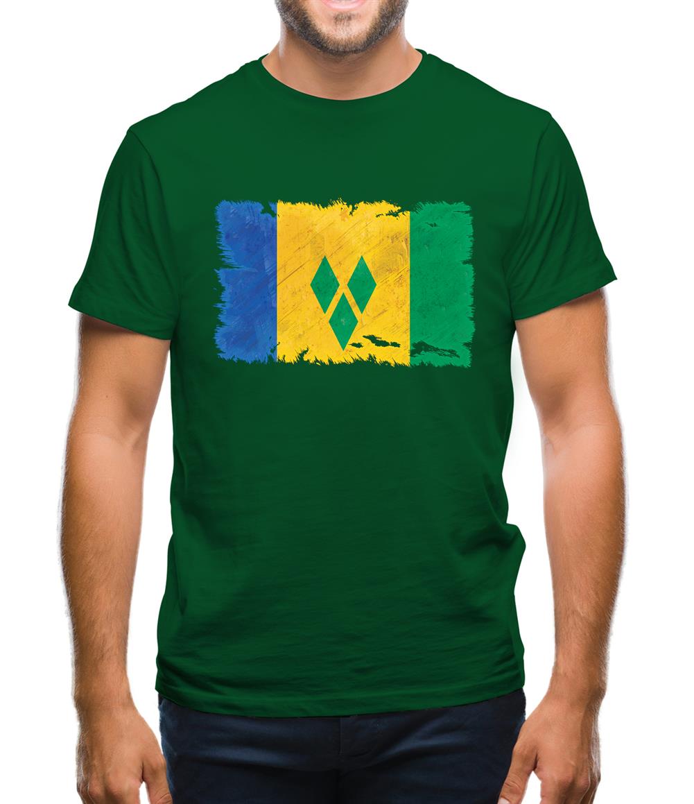 Saint Vincent And The Grenadines Grunge Style Flag Mens T-Shirt Saint Vincent And The Grenadines Grunge Style Flag Mens T-Shirt