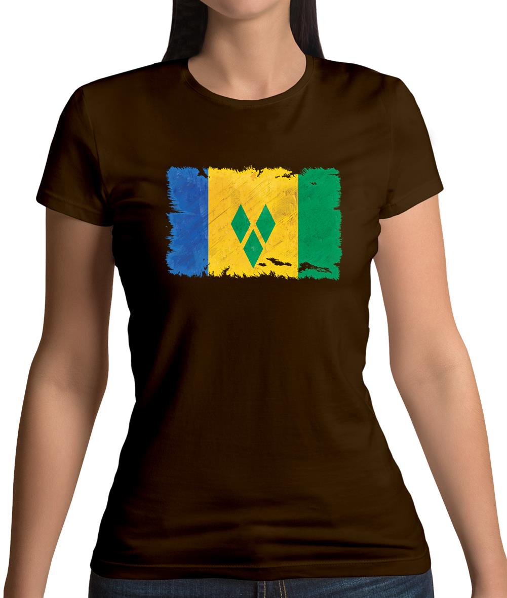 Saint Vincent And The Grenadines Grunge Style Flag Womens T-Shirt Saint Vincent And The Grenadines Grunge Style Flag Womens T-Shirt