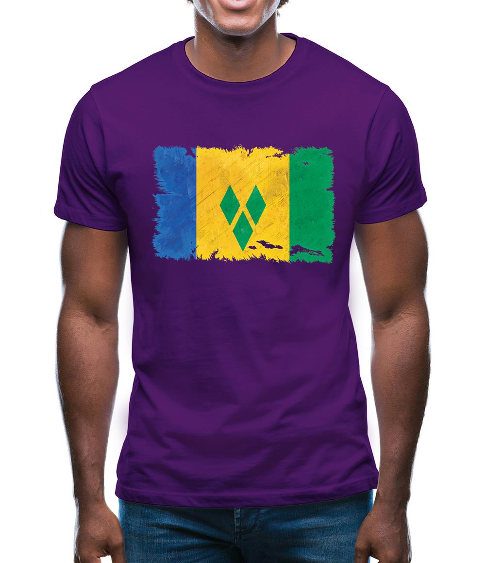 Saint Vincent And The Grenadines Grunge Style Flag Mens T-Shirt Saint Vincent And The Grenadines Grunge Style Flag Mens T-Shirt