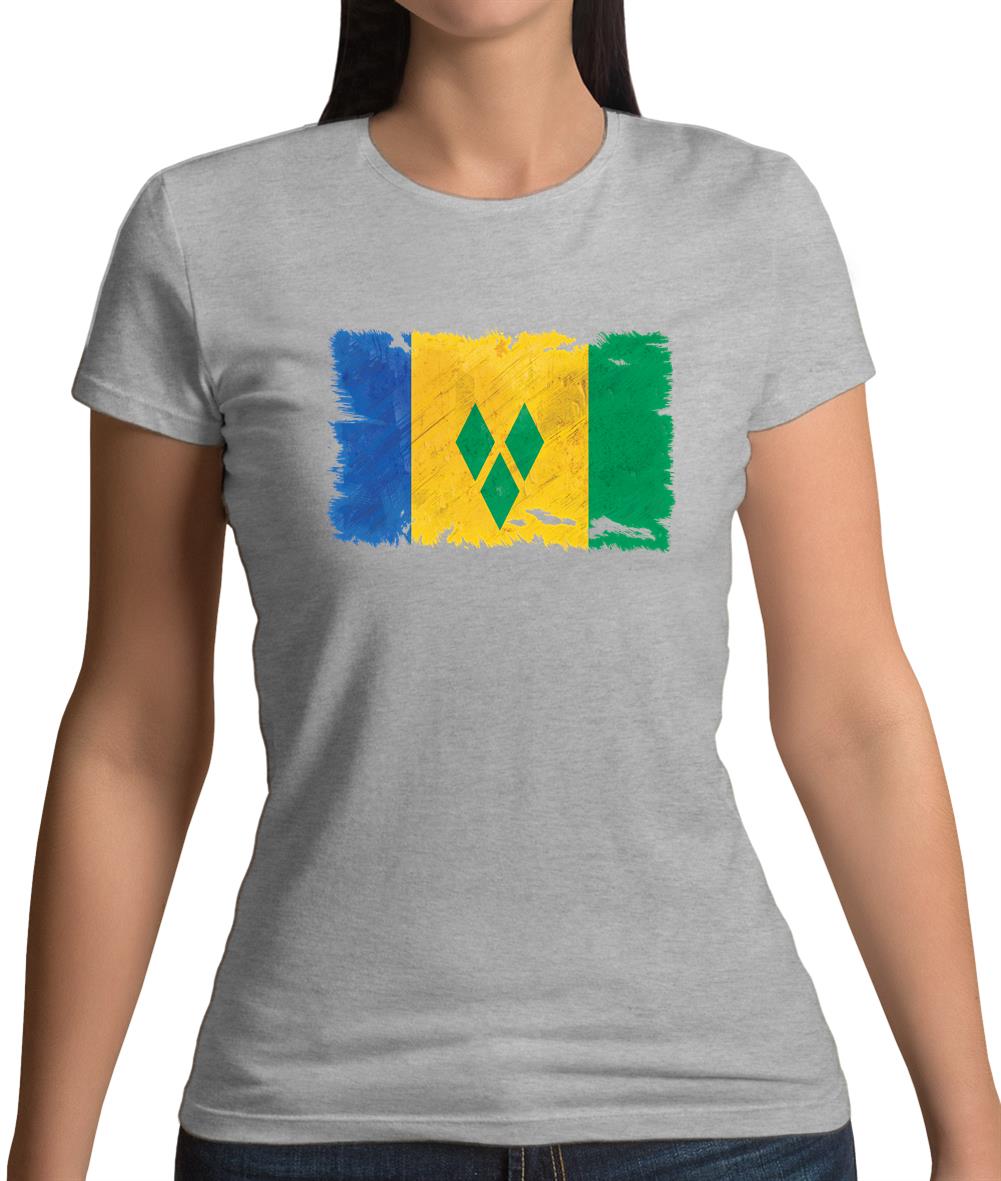 Saint Vincent And The Grenadines Grunge Style Flag Womens T-Shirt Saint Vincent And The Grenadines Grunge Style Flag Womens T-Shirt