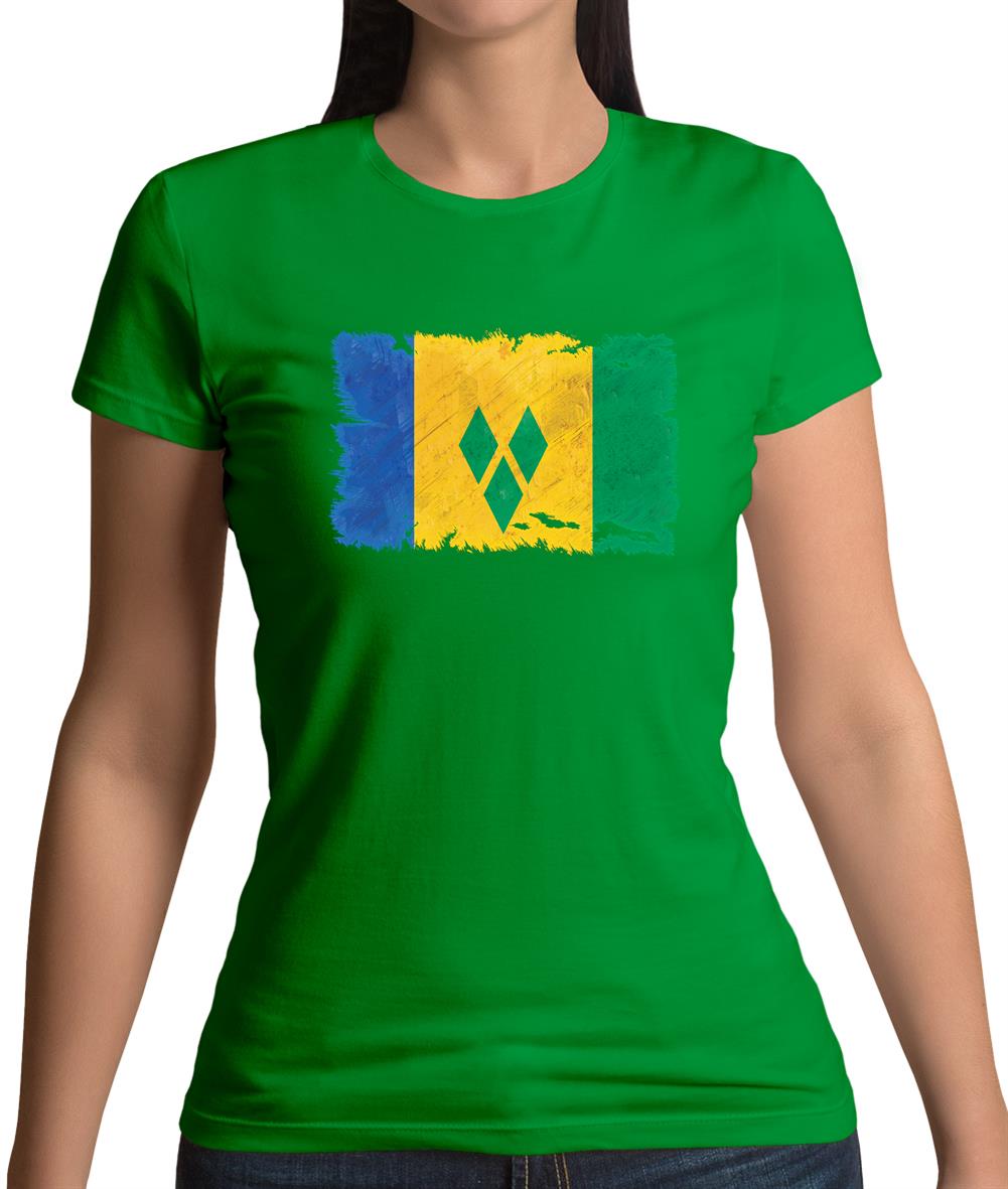 Saint Vincent And The Grenadines Grunge Style Flag Womens T-Shirt Saint Vincent And The Grenadines Grunge Style Flag Womens T-Shirt
