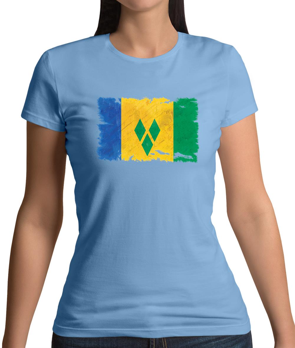 Saint Vincent And The Grenadines Grunge Style Flag Womens T-Shirt Saint Vincent And The Grenadines Grunge Style Flag Womens T-Shirt