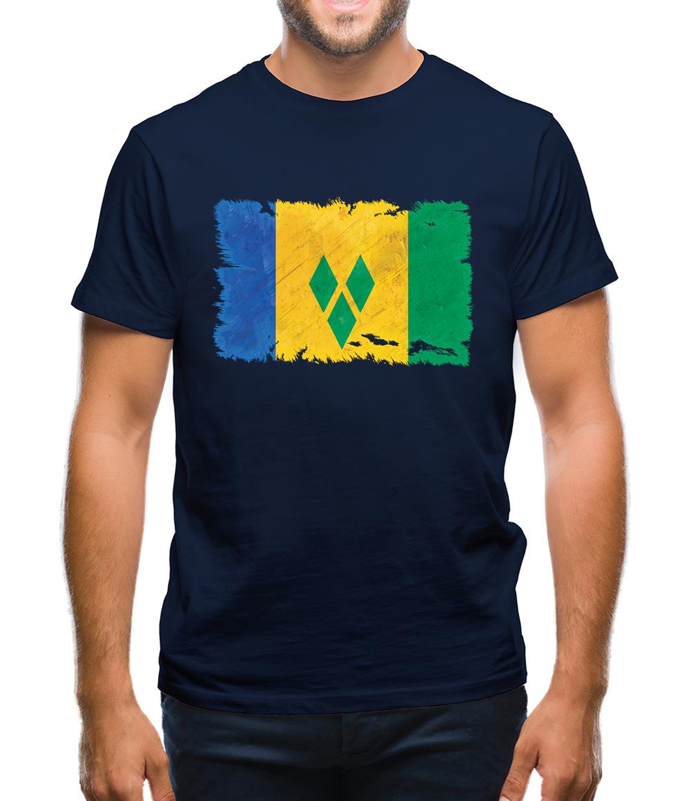 Saint Vincent And The Grenadines Grunge Style Flag Mens T-Shirt Saint Vincent And The Grenadines Grunge Style Flag Mens T-Shirt