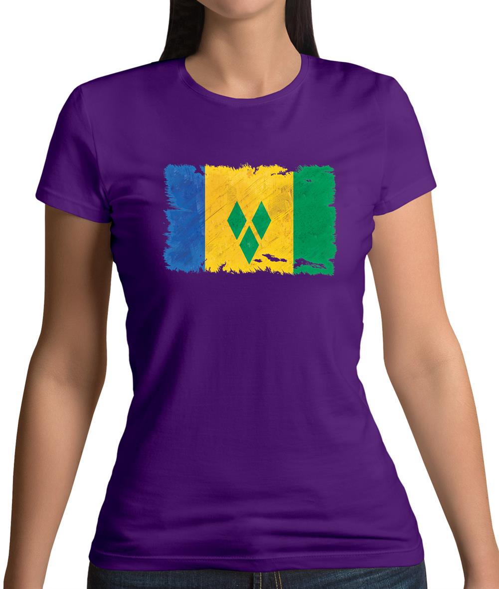 Saint Vincent And The Grenadines Grunge Style Flag Womens T-Shirt Saint Vincent And The Grenadines Grunge Style Flag Womens T-Shirt