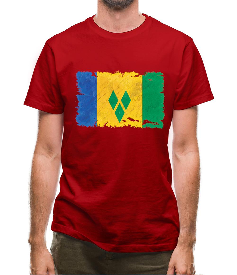 Saint Vincent And The Grenadines Grunge Style Flag Mens T-Shirt Saint Vincent And The Grenadines Grunge Style Flag Mens T-Shirt