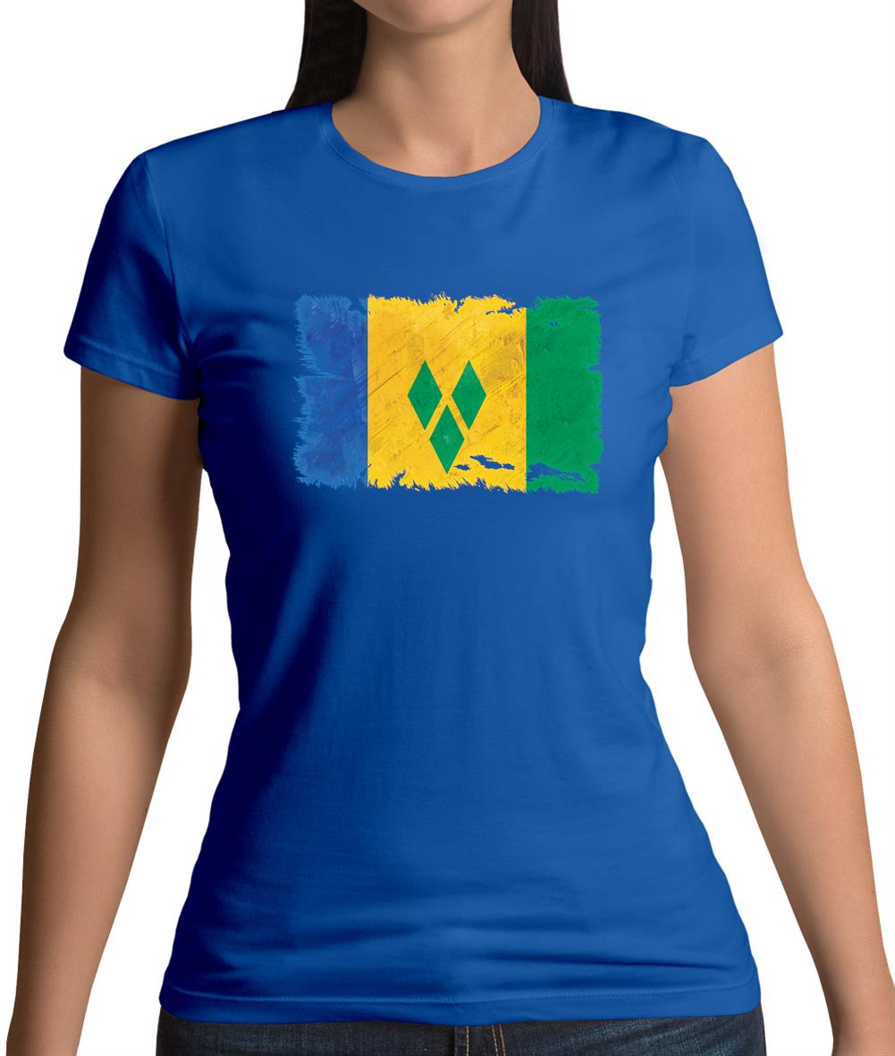 Saint Vincent And The Grenadines Grunge Style Flag Womens T-Shirt Saint Vincent And The Grenadines Grunge Style Flag Womens T-Shirt