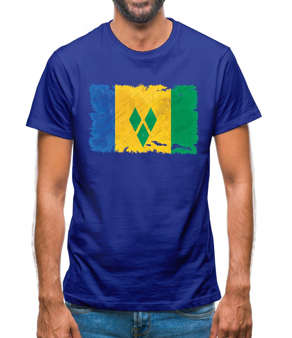 Saint Vincent And The Grenadines Grunge Style Flag Mens T-Shirt Saint Vincent And The Grenadines Grunge Style Flag Mens T-Shirt