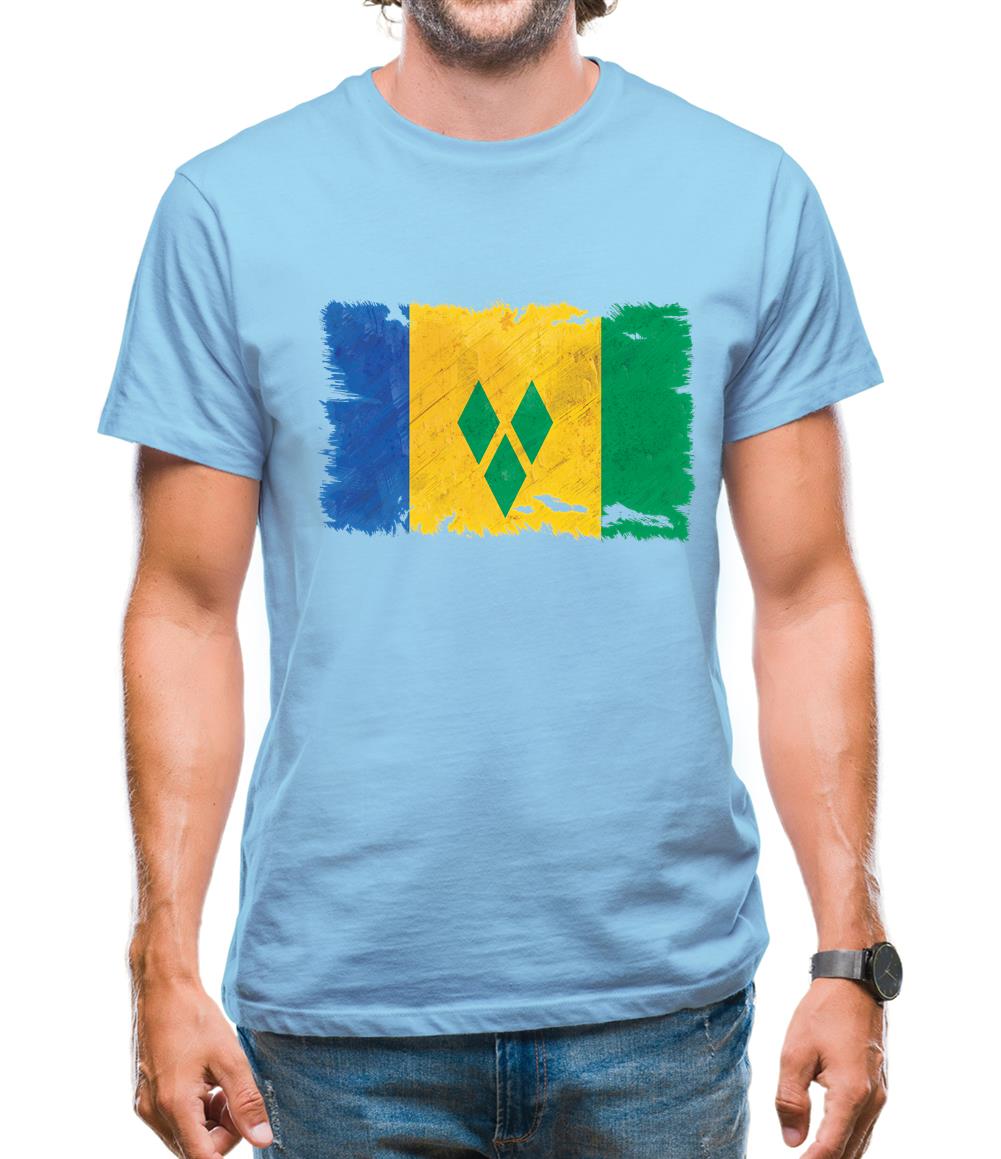 Saint Vincent And The Grenadines Grunge Style Flag Mens T-Shirt Saint Vincent And The Grenadines Grunge Style Flag Mens T-Shirt