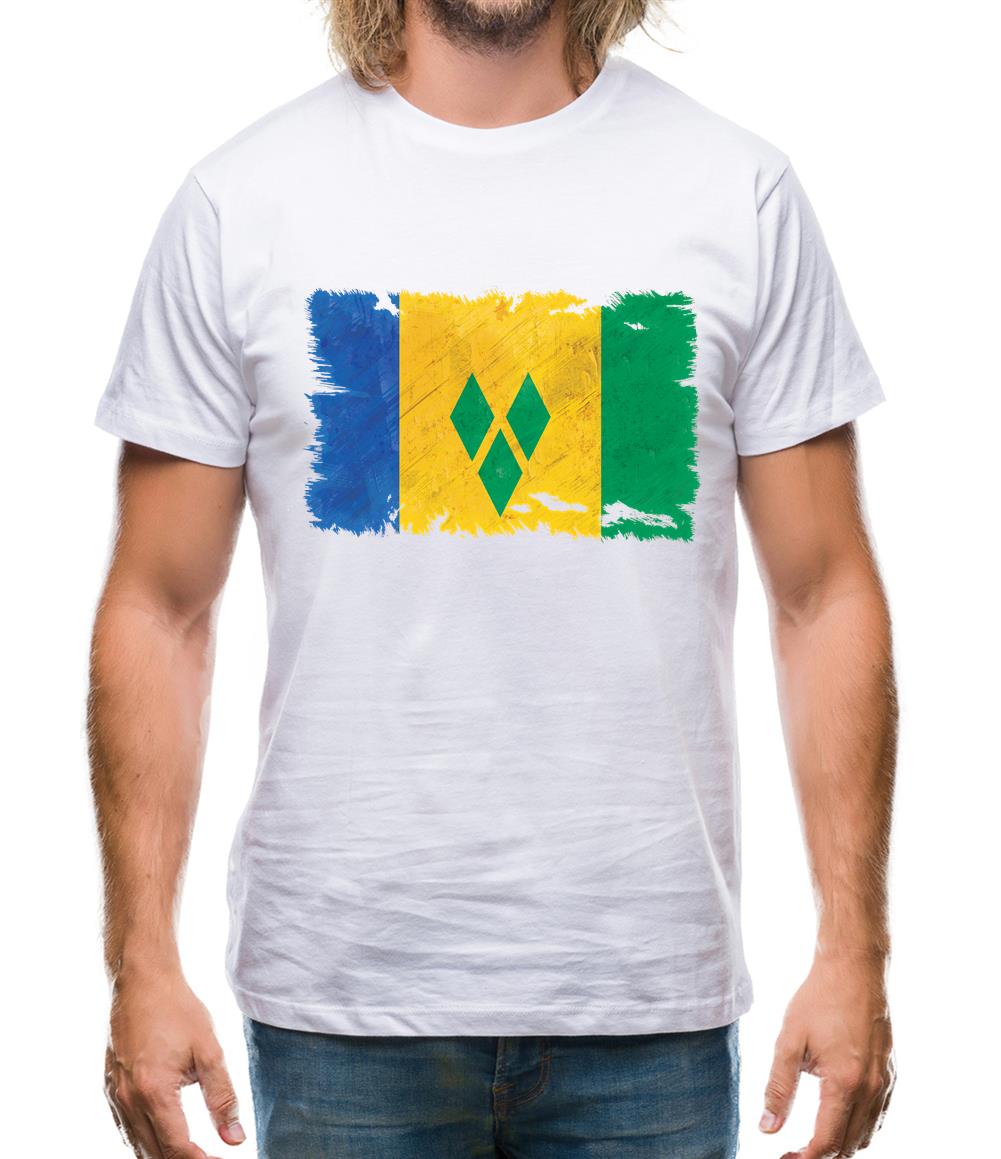 Saint Vincent And The Grenadines Grunge Style Flag Mens T-Shirt Saint Vincent And The Grenadines Grunge Style Flag Mens T-Shirt
