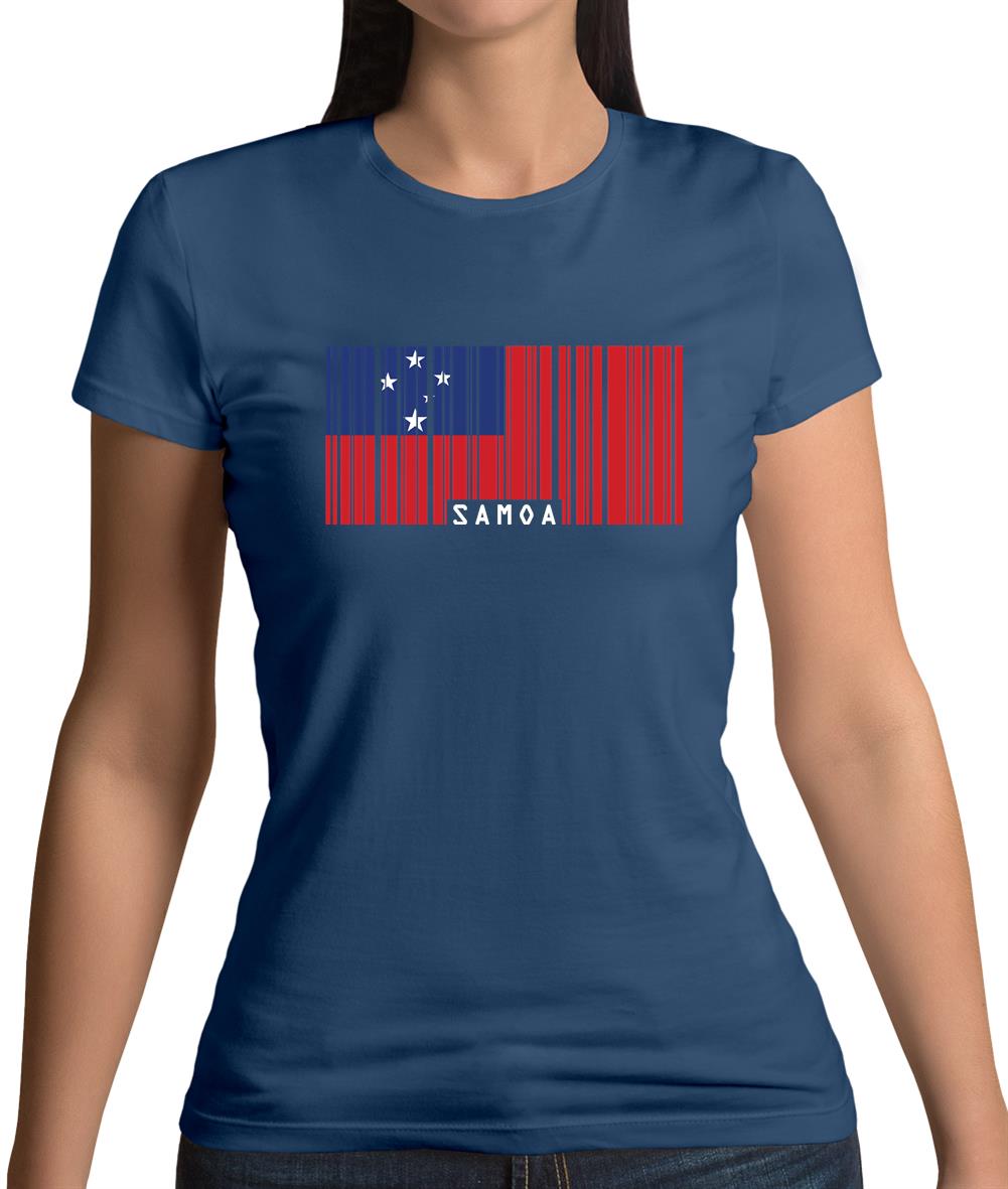 Samoa Barcode Style Flag Womens T-Shirt Samoa Barcode Style Flag Womens T-Shirt
