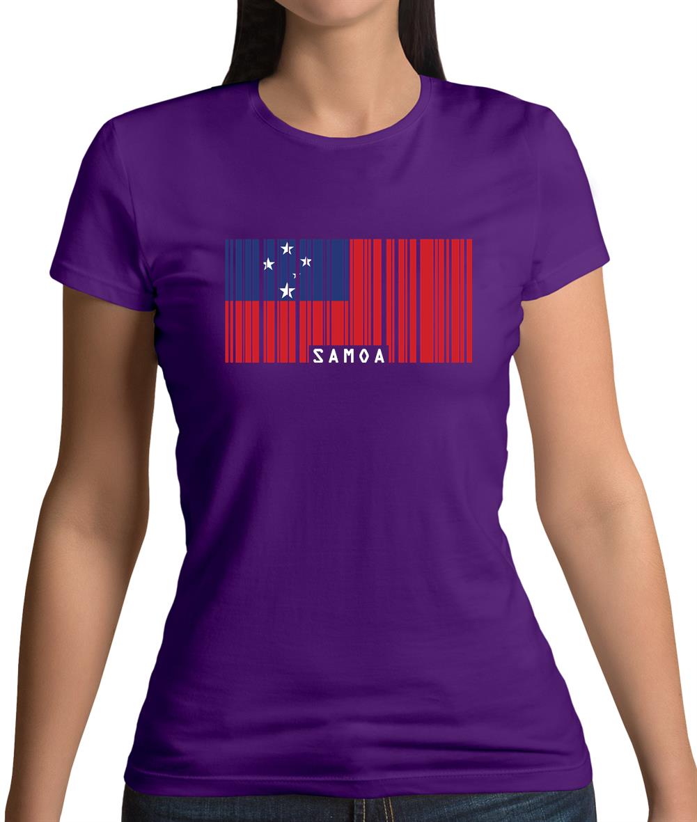 Samoa Barcode Style Flag Womens T-Shirt Samoa Barcode Style Flag Womens T-Shirt