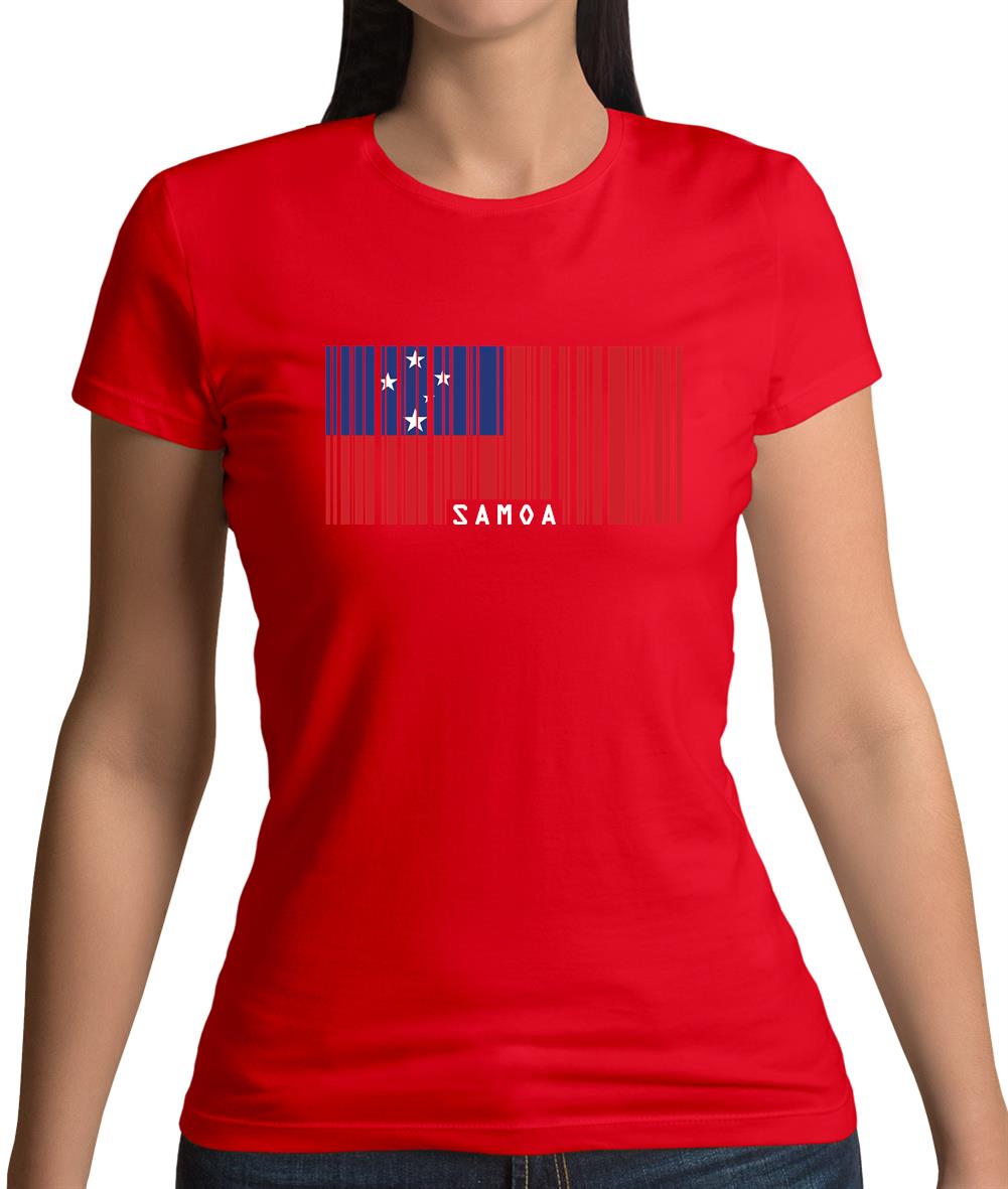 Samoa Barcode Style Flag Womens T-Shirt Samoa Barcode Style Flag Womens T-Shirt