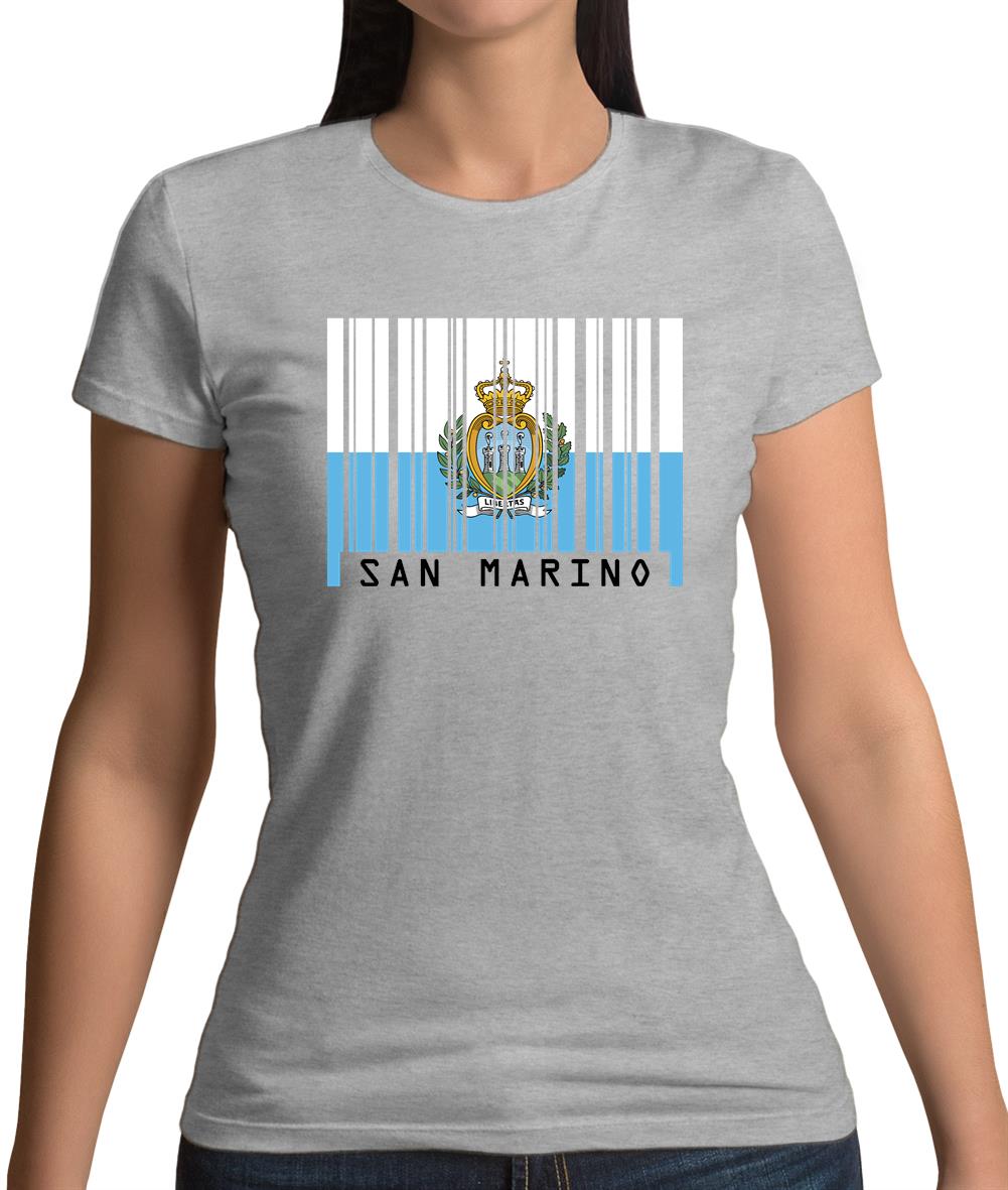 San Marino  Barcode Style Flag Womens T-Shirt San Marino  Barcode Style Flag Womens T-Shirt