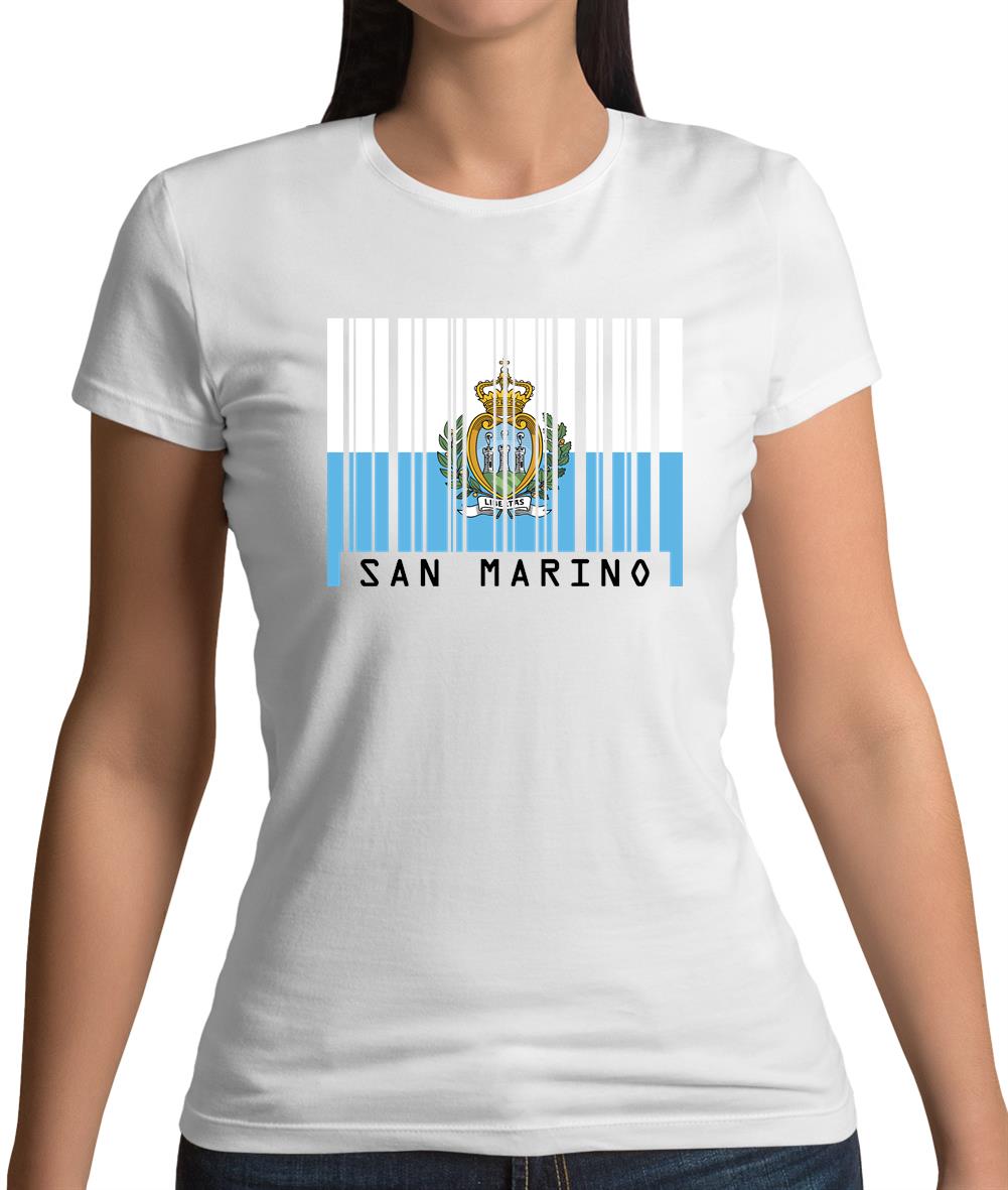 San Marino  Barcode Style Flag Womens T-Shirt San Marino  Barcode Style Flag Womens T-Shirt