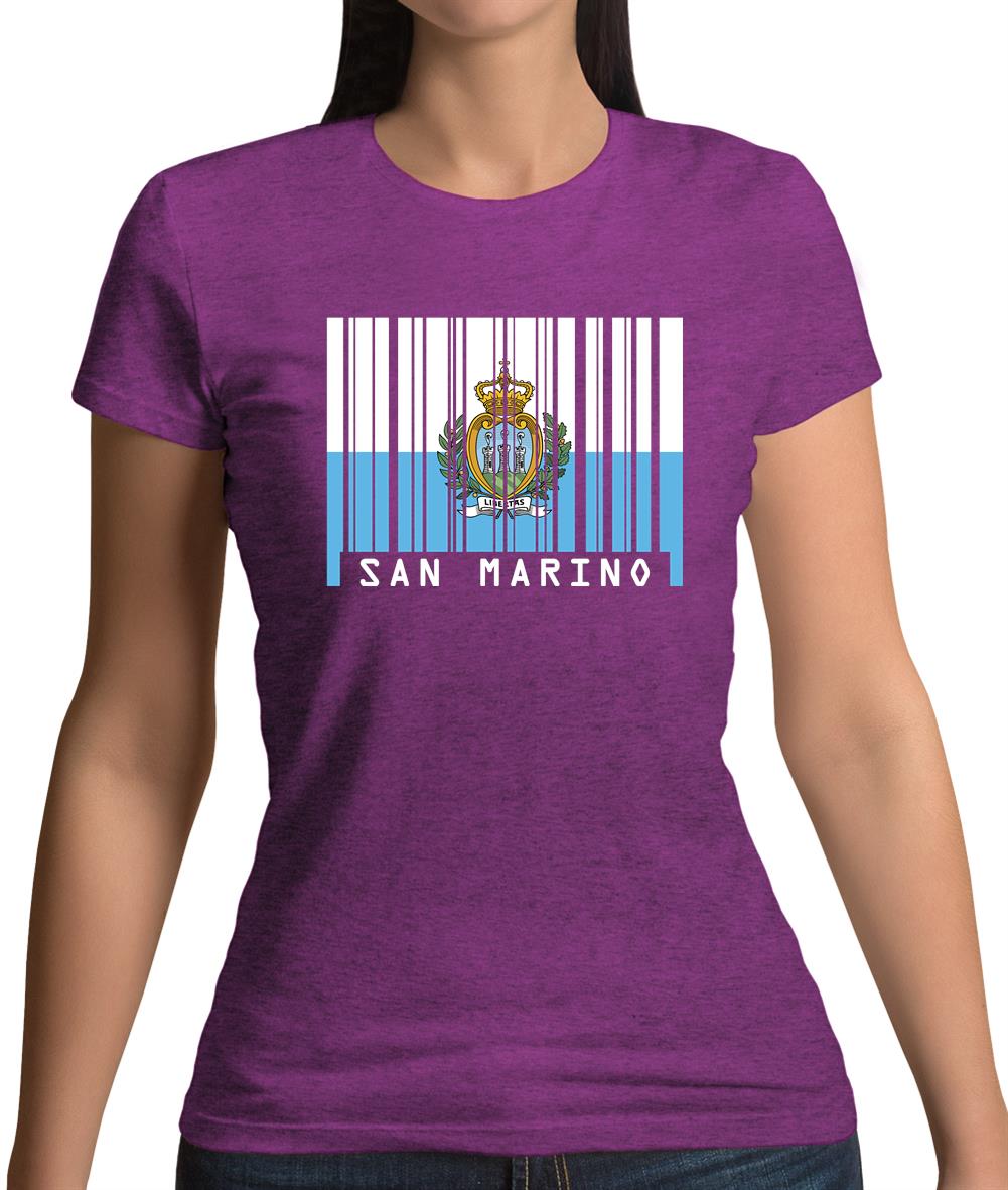 San Marino  Barcode Style Flag Womens T-Shirt San Marino  Barcode Style Flag Womens T-Shirt