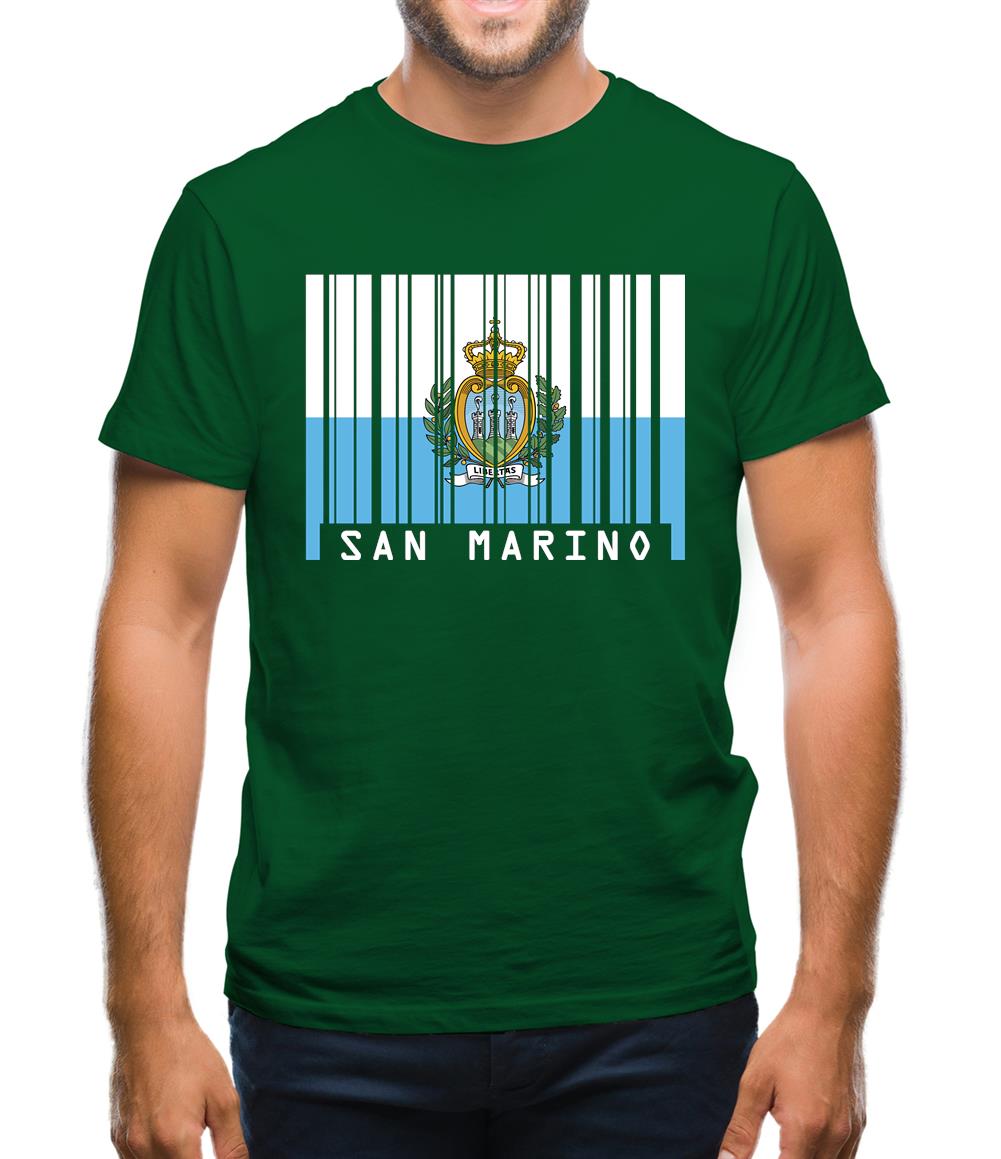 San Marino  Barcode Style Flag Mens T-Shirt San Marino  Barcode Style Flag Mens T-Shirt