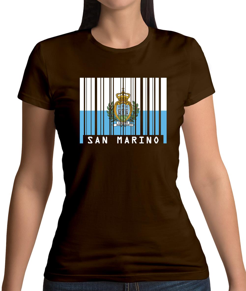 San Marino  Barcode Style Flag Womens T-Shirt San Marino  Barcode Style Flag Womens T-Shirt