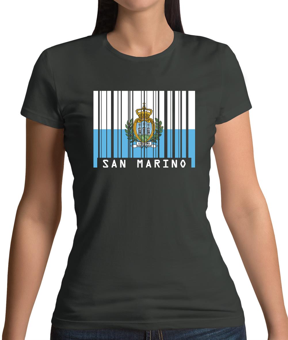 San Marino  Barcode Style Flag Womens T-Shirt San Marino  Barcode Style Flag Womens T-Shirt