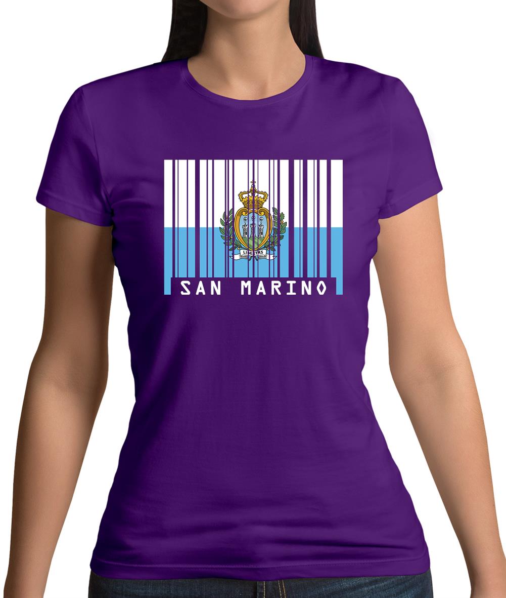 San Marino  Barcode Style Flag Womens T-Shirt San Marino  Barcode Style Flag Womens T-Shirt