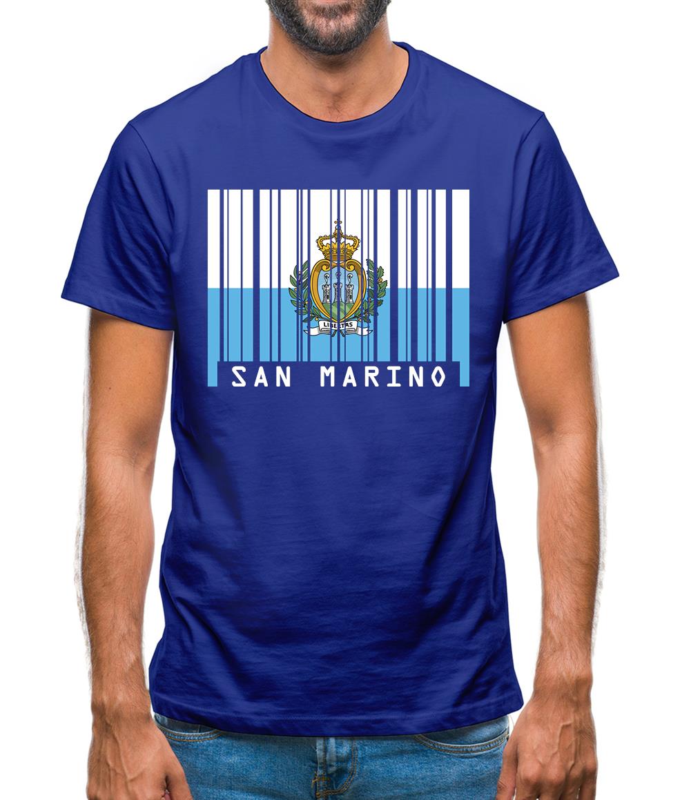 San Marino  Barcode Style Flag Mens T-Shirt San Marino  Barcode Style Flag Mens T-Shirt