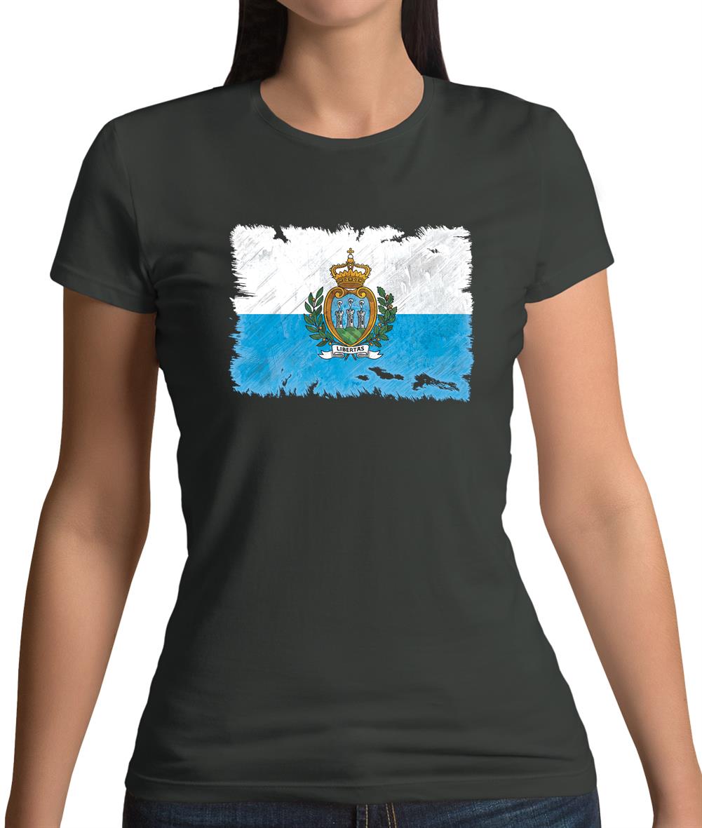 San Marino Grunge Style Flag Womens T-Shirt San Marino Grunge Style Flag Womens T-Shirt