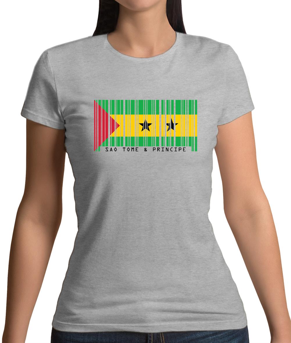 Sao Tome And Principe Barcode Style Flag Womens T-Shirt Sao Tome And Principe Barcode Style Flag Womens T-Shirt