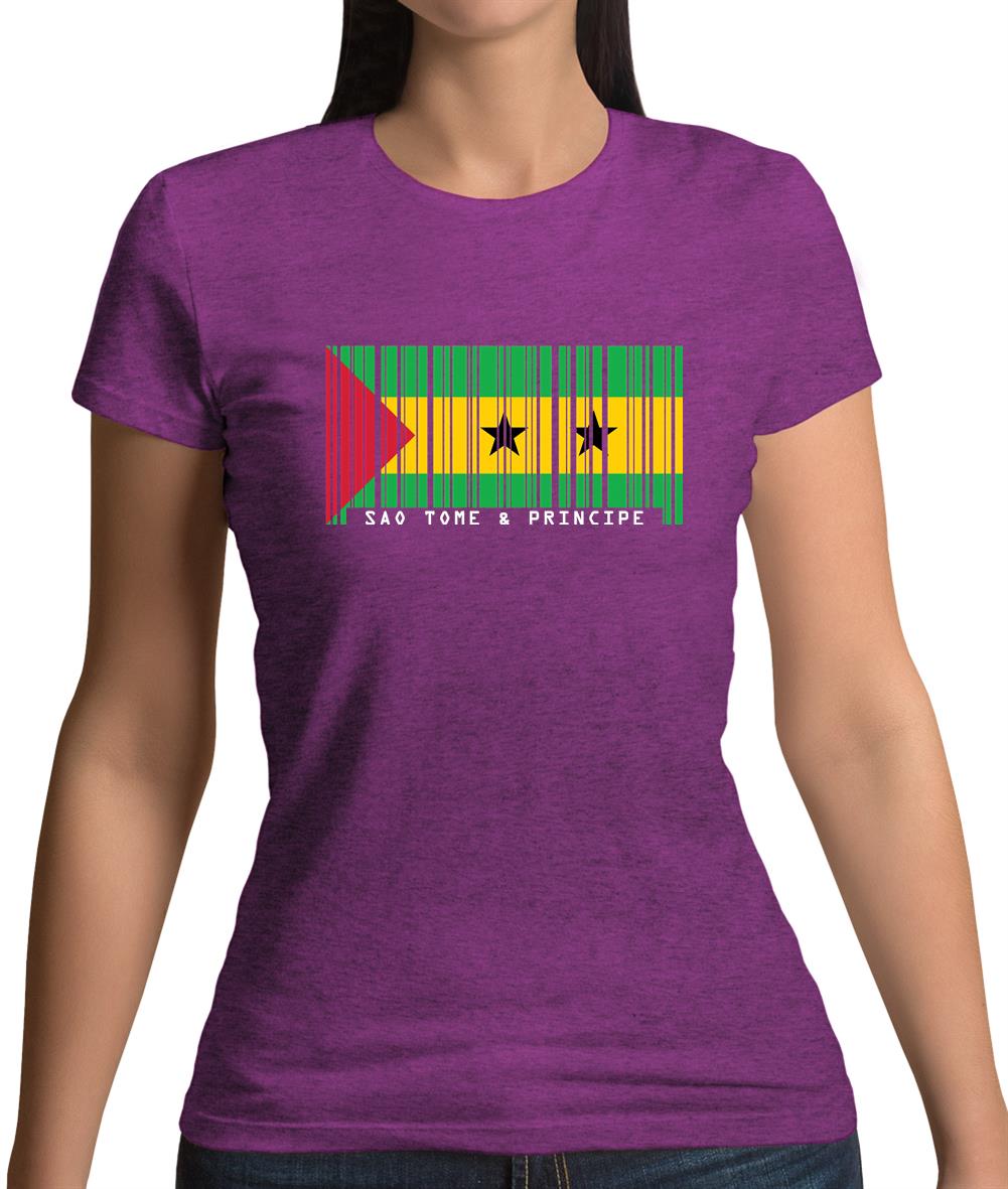 Sao Tome And Principe Barcode Style Flag Womens T-Shirt Sao Tome And Principe Barcode Style Flag Womens T-Shirt