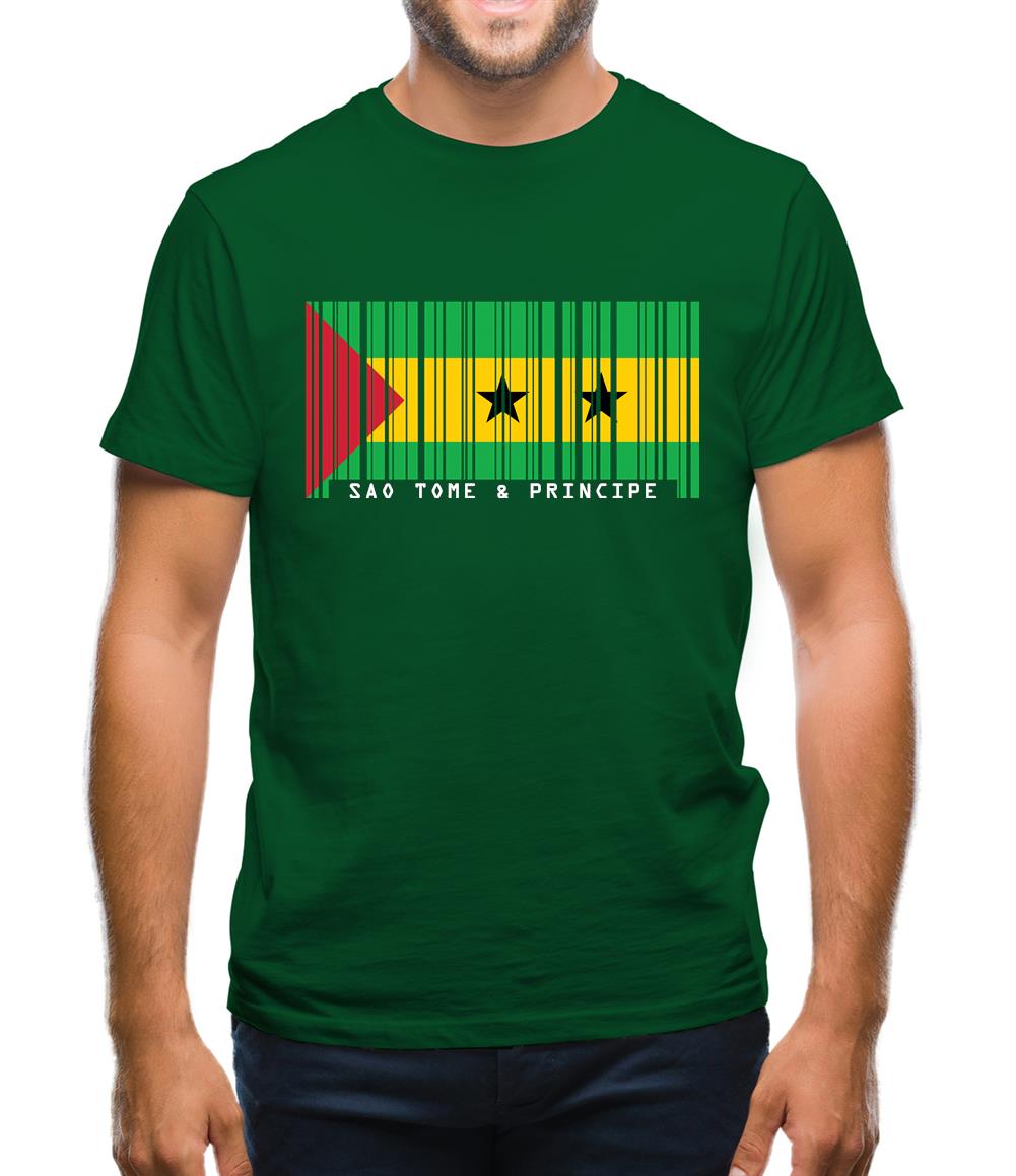 Sao Tome And Principe Barcode Style Flag Mens T-Shirt Sao Tome And Principe Barcode Style Flag Mens T-Shirt